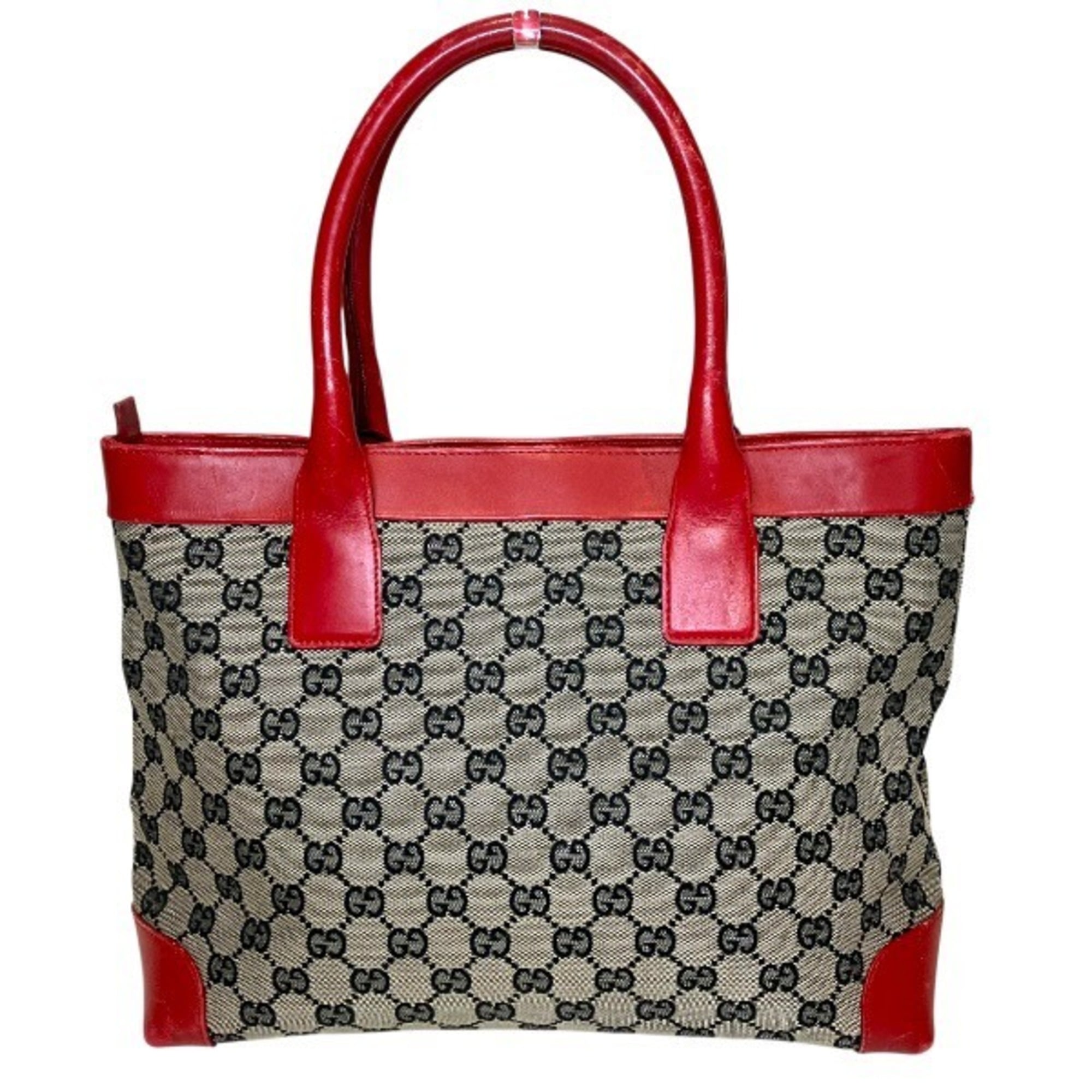 Gucci Beige Red Color Gg Canvas Handbag Tote Bag (Pre-Owned)