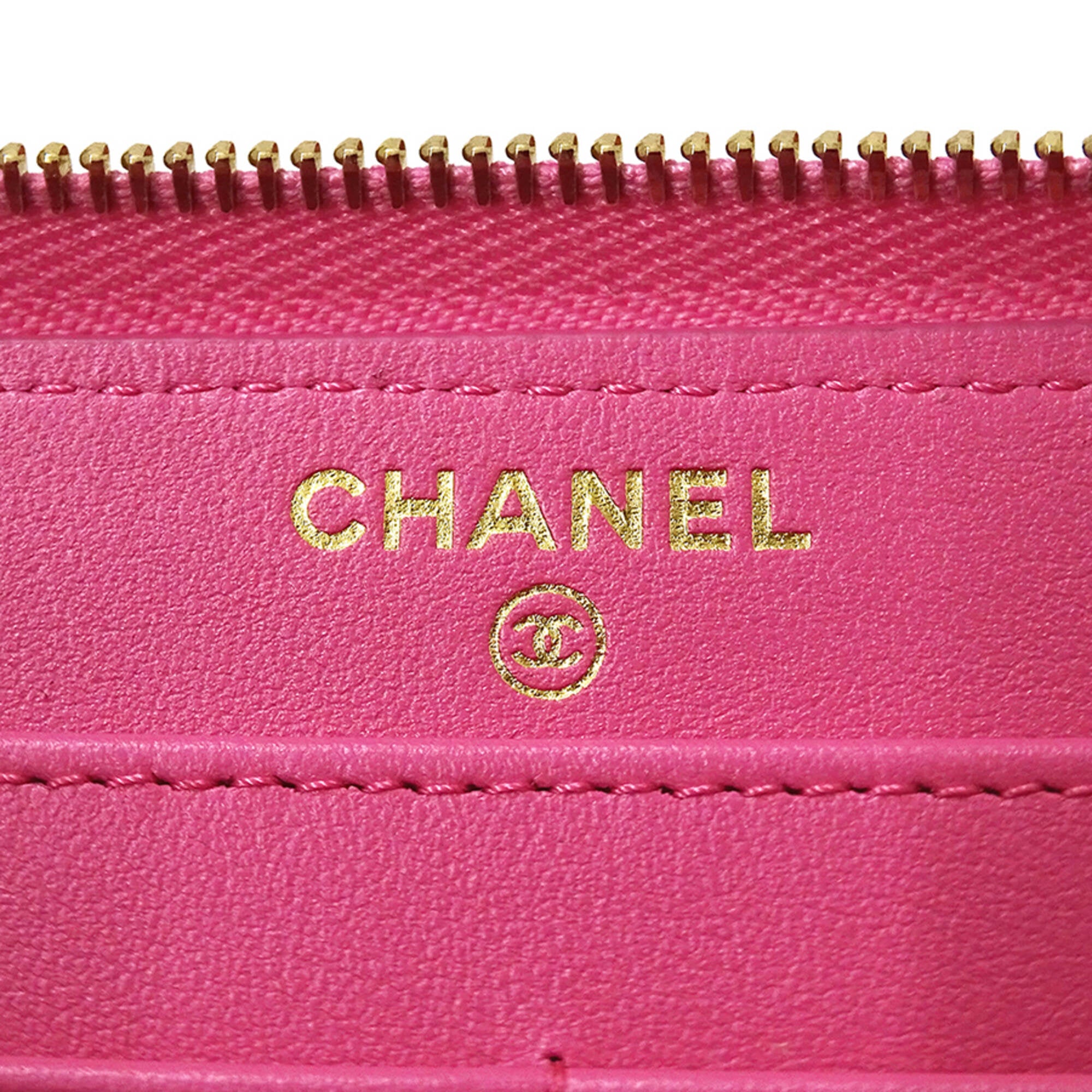 Chanel Pink Grained Calfskin Long Wallet (Bi-Fold) (Pre-Owned)