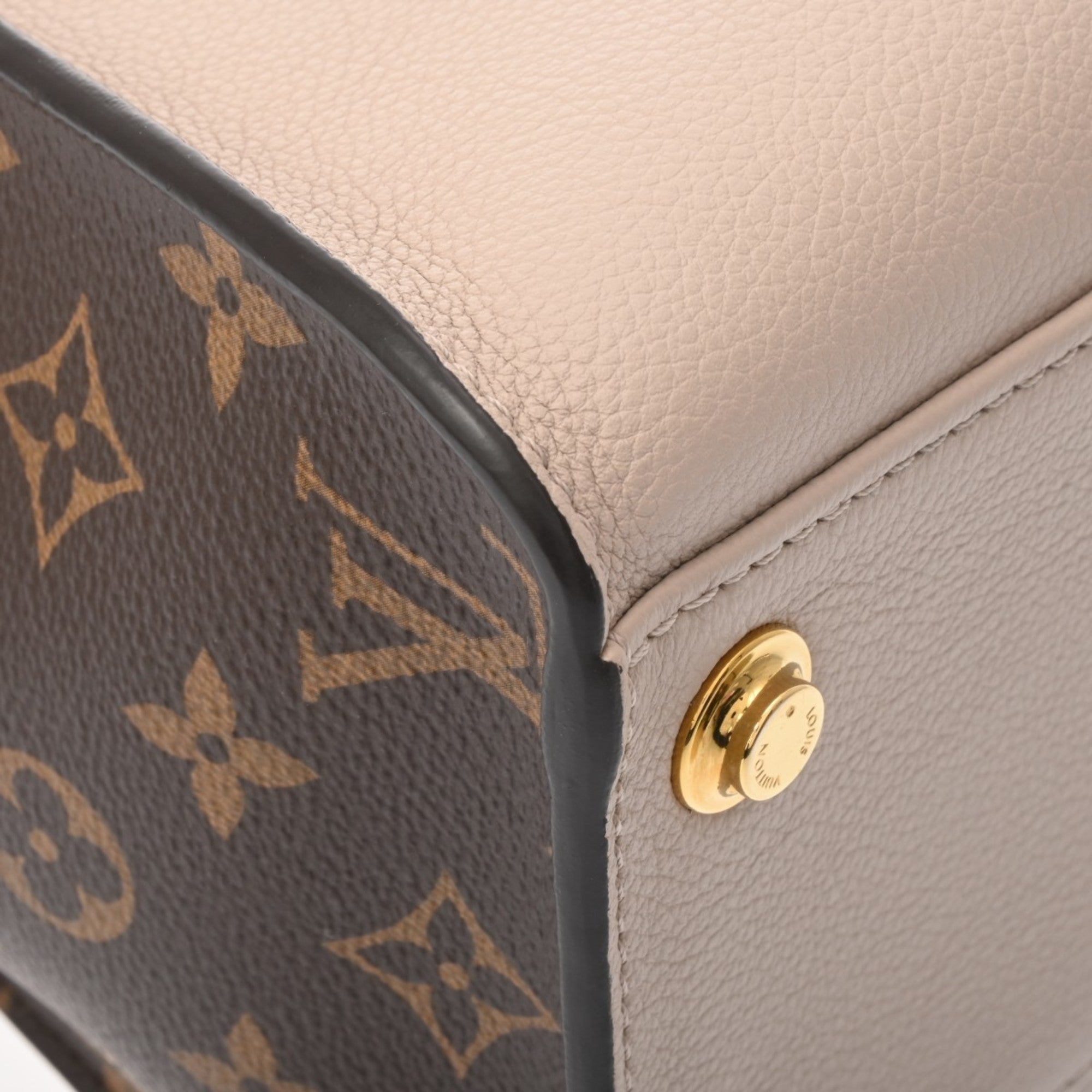Louis Vuitton Brown Grayish Monogram Canvas Leather Handbag Tote Bag (Pre-Owned)
