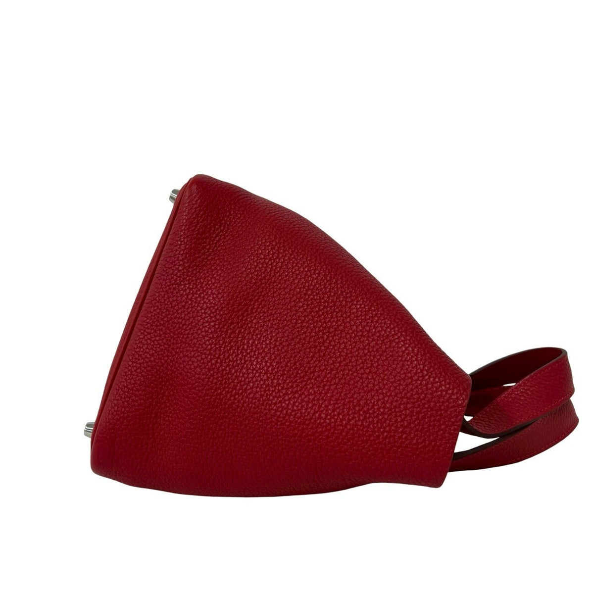 Hermes Red Color Taurillon Clemence Leather Handbag (Pre-Owned)