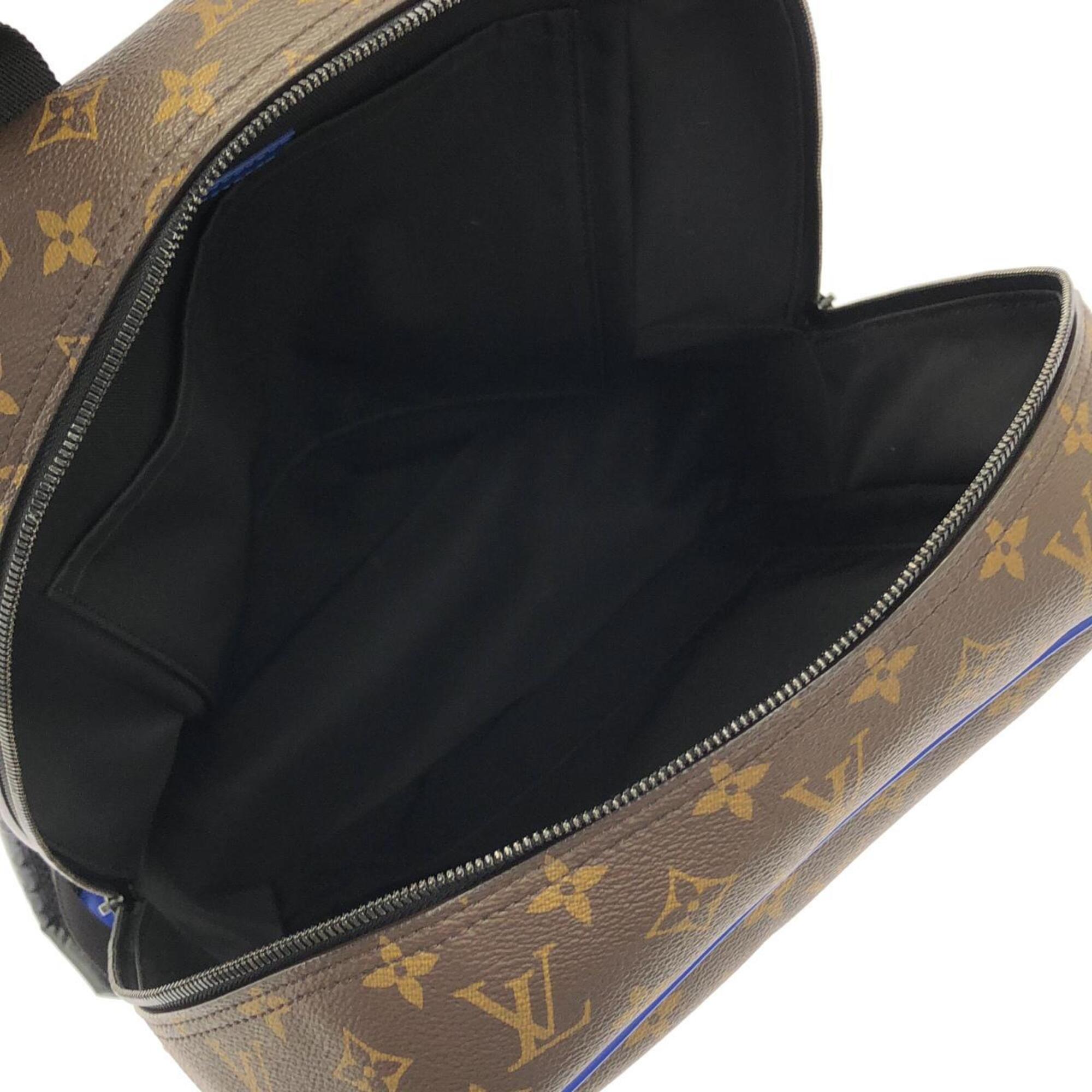 Louis Vuitton Monogram Macassar Blue Marron Coated Canvas Leather Backpack (Pre-Owned)