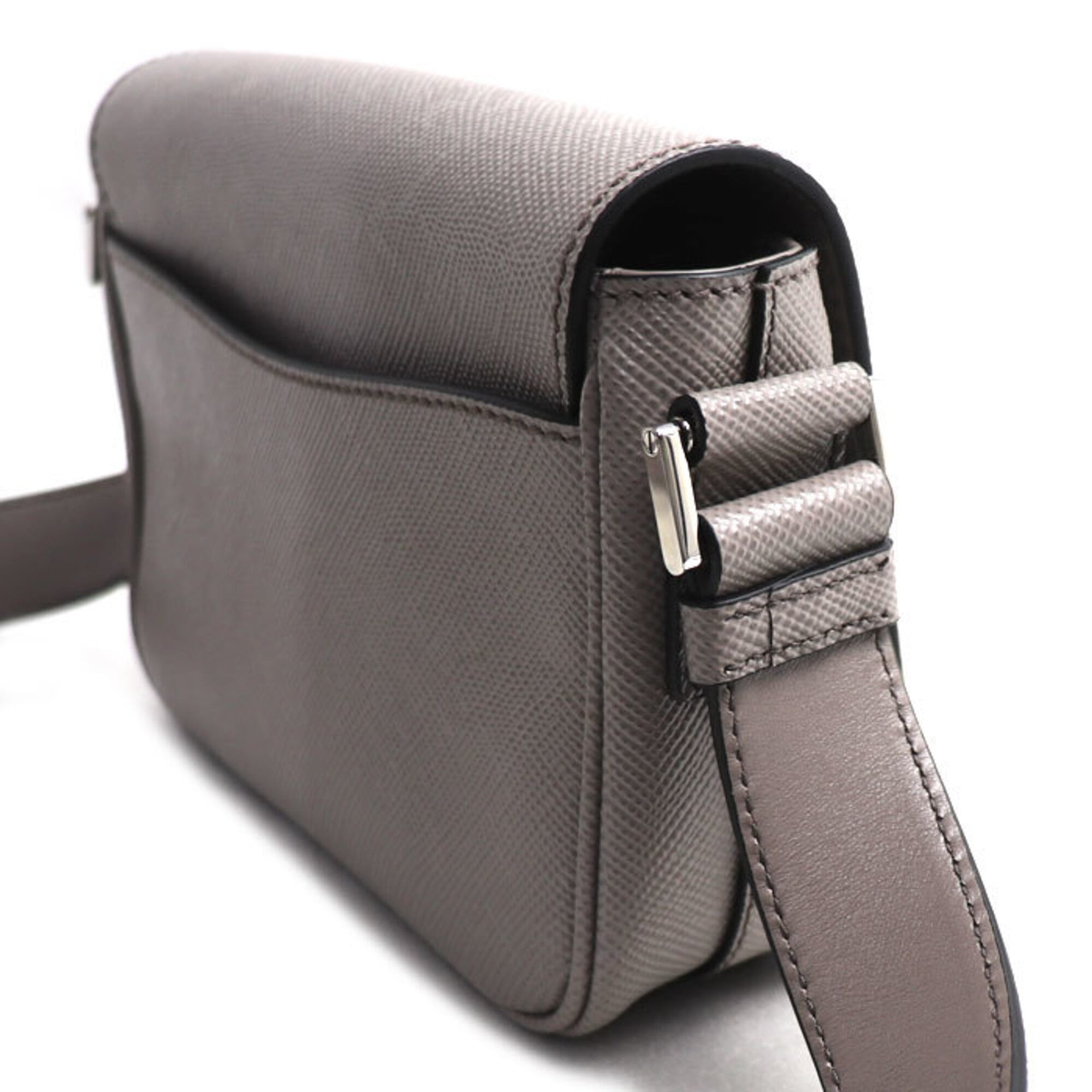 Prada Gray Leather Shoulder Bag (Pre-Owned)