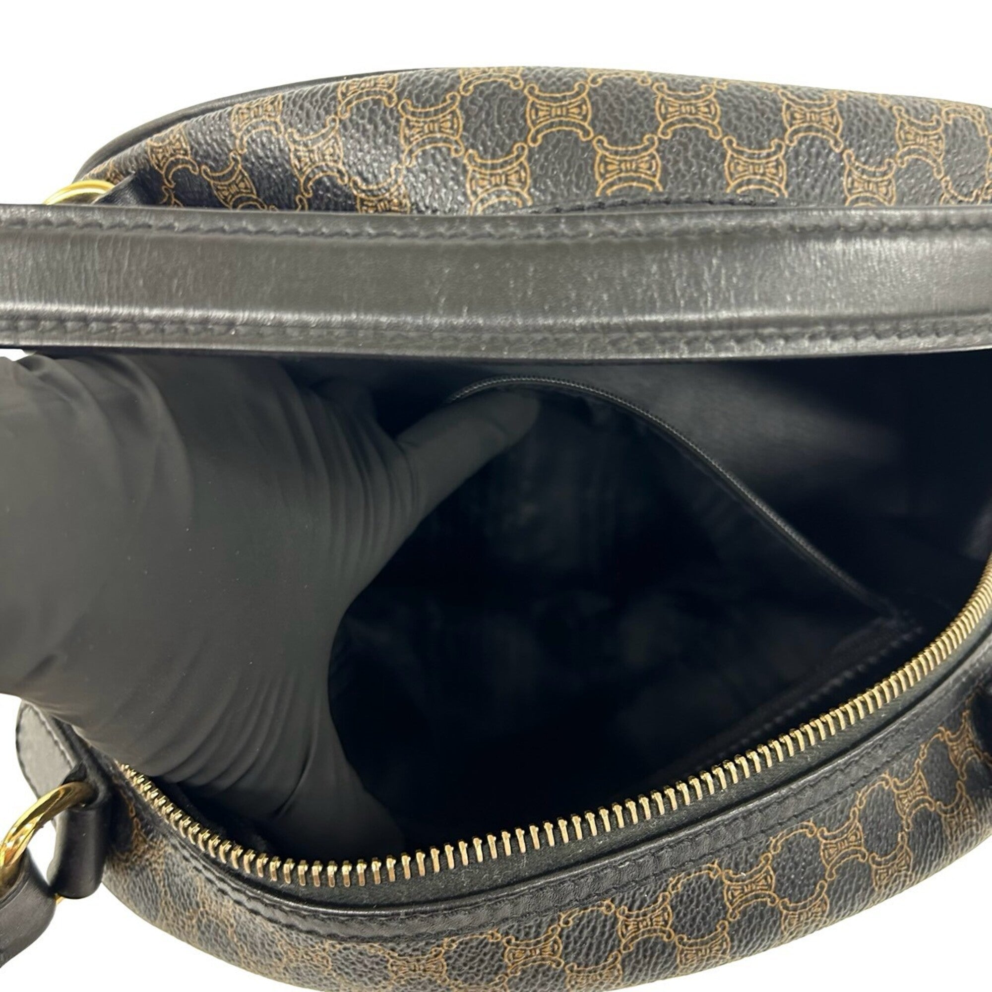 Celine Black Brown Leather Pvc Boston Bag Handbag (Pre-Owned)