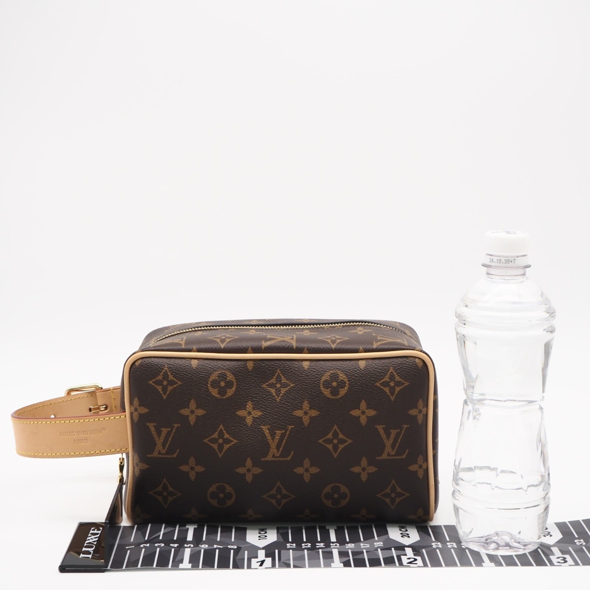 Louis Vuitton Monogram Beige Brown Coated Canvas Leather Clutch Bag (Pre-Owned)
