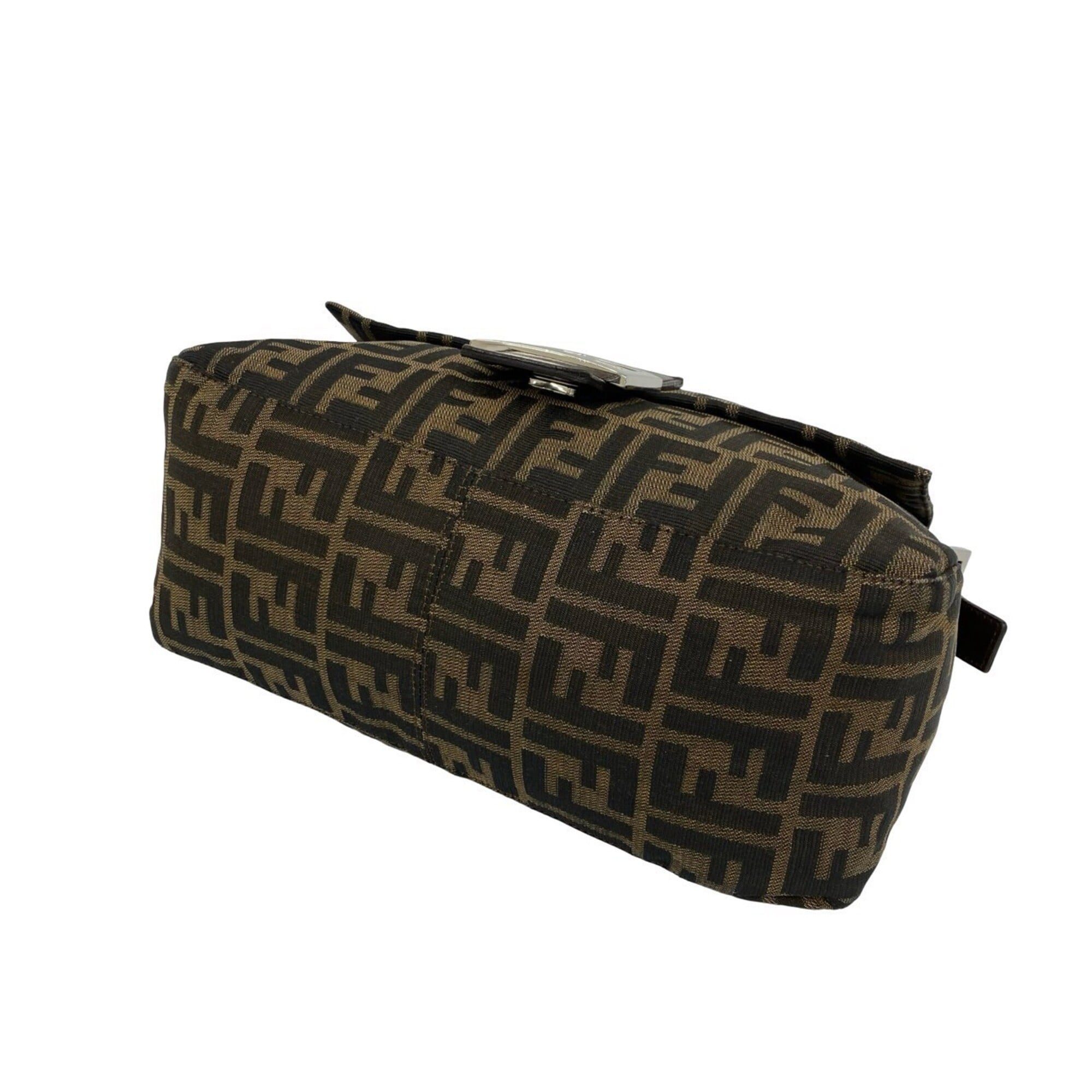 Fendi Black Brown Canvas Leather Shoulder Bag (Pre-Owned)