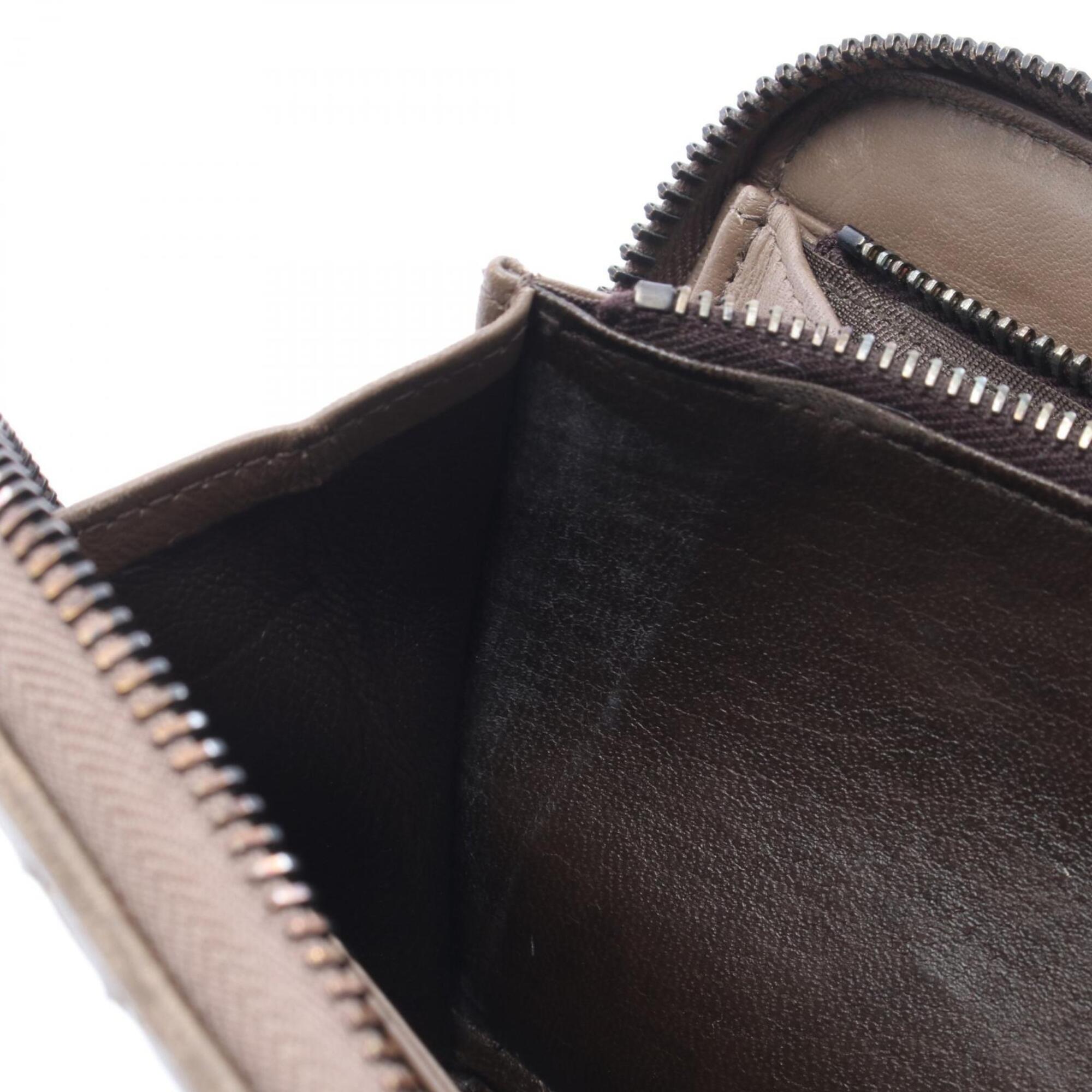 Bottega Veneta Gray Leather Long Wallet (Bi-Fold) (Pre-Owned)