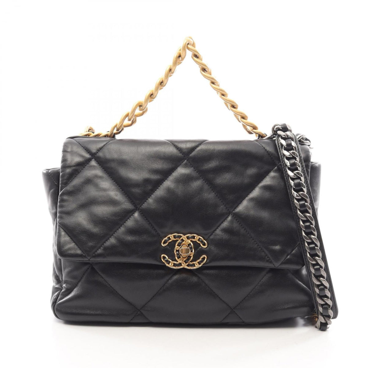 Chanel Matelasse Black Leather Handbag Shoulder Bag (Pre-Owned)