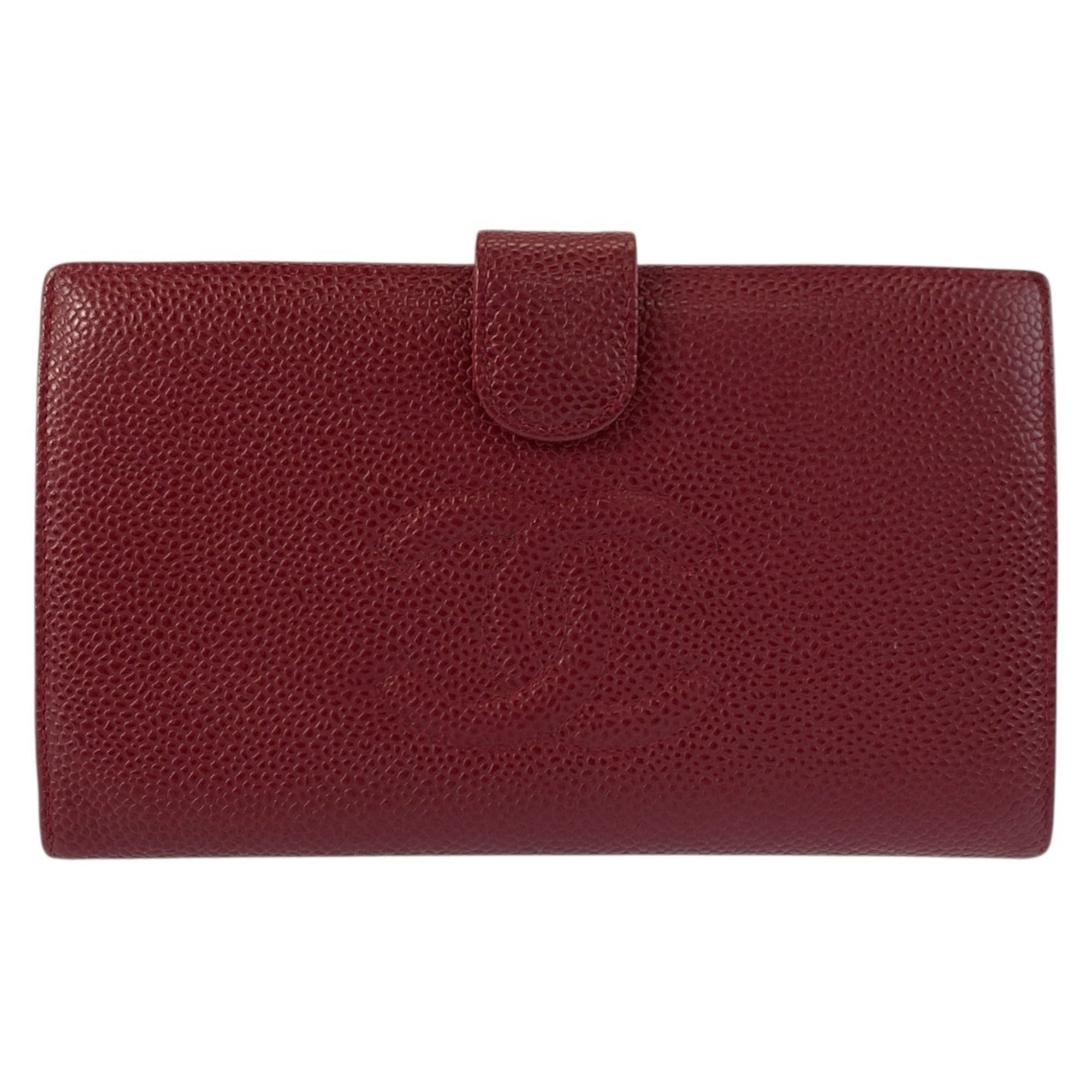 Chanel Wine Leather Wallet (Bi-Fold) (Pre-Owned)