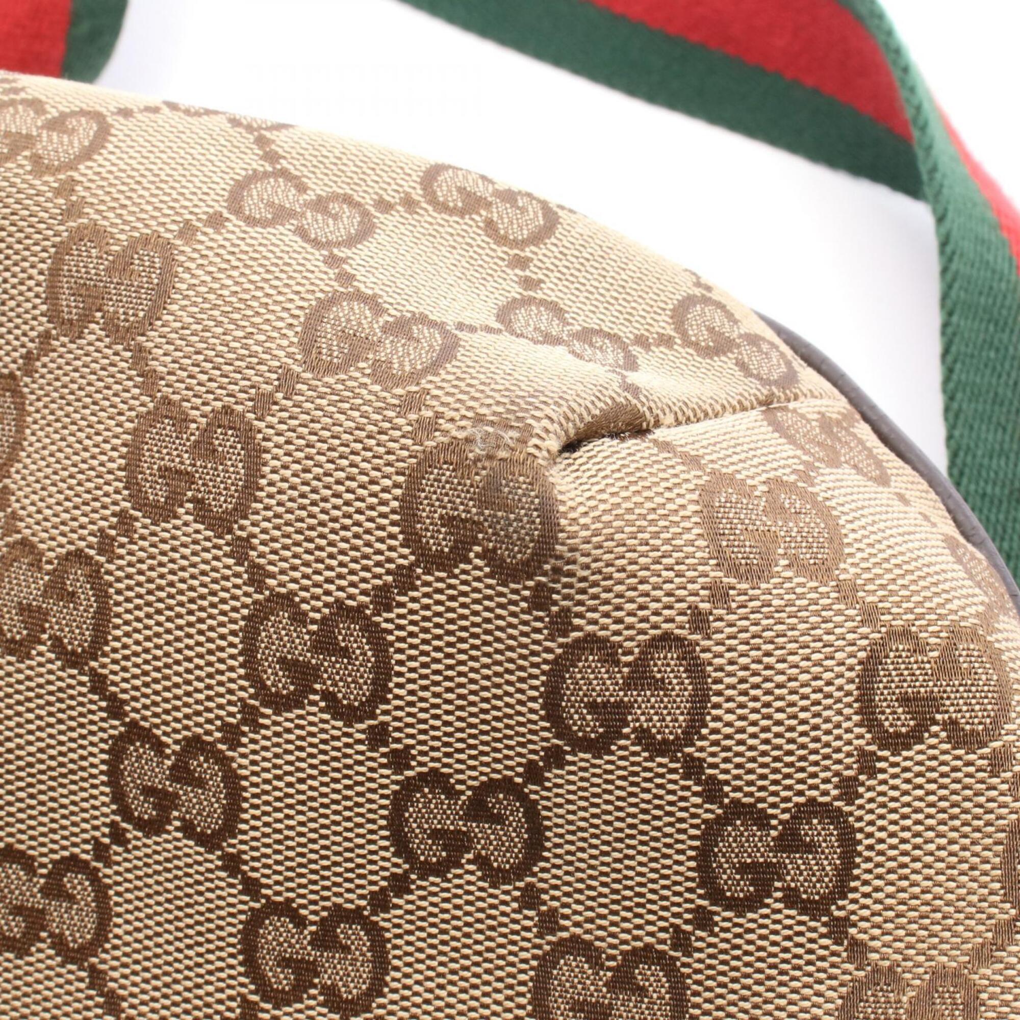 Gucci Gg Canvas Beige Brown Gg Canvas Leather Handbag Shoulder Bag (Pre-Owned)