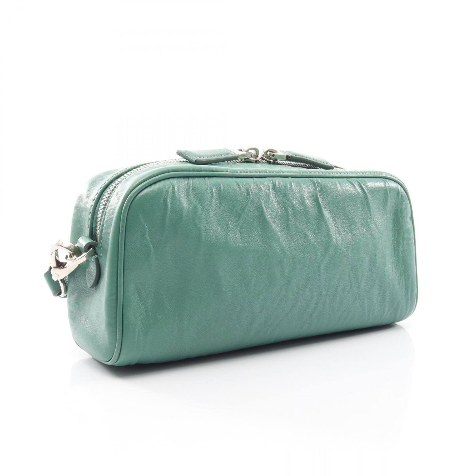 Prada Green Leather Handbag Shoulder Bag (Pre-Owned)