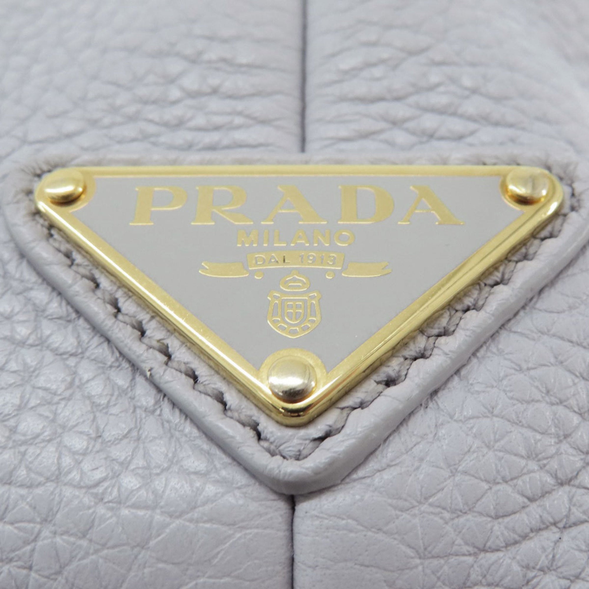 Prada Gray Leather Handbag (Pre-Owned)