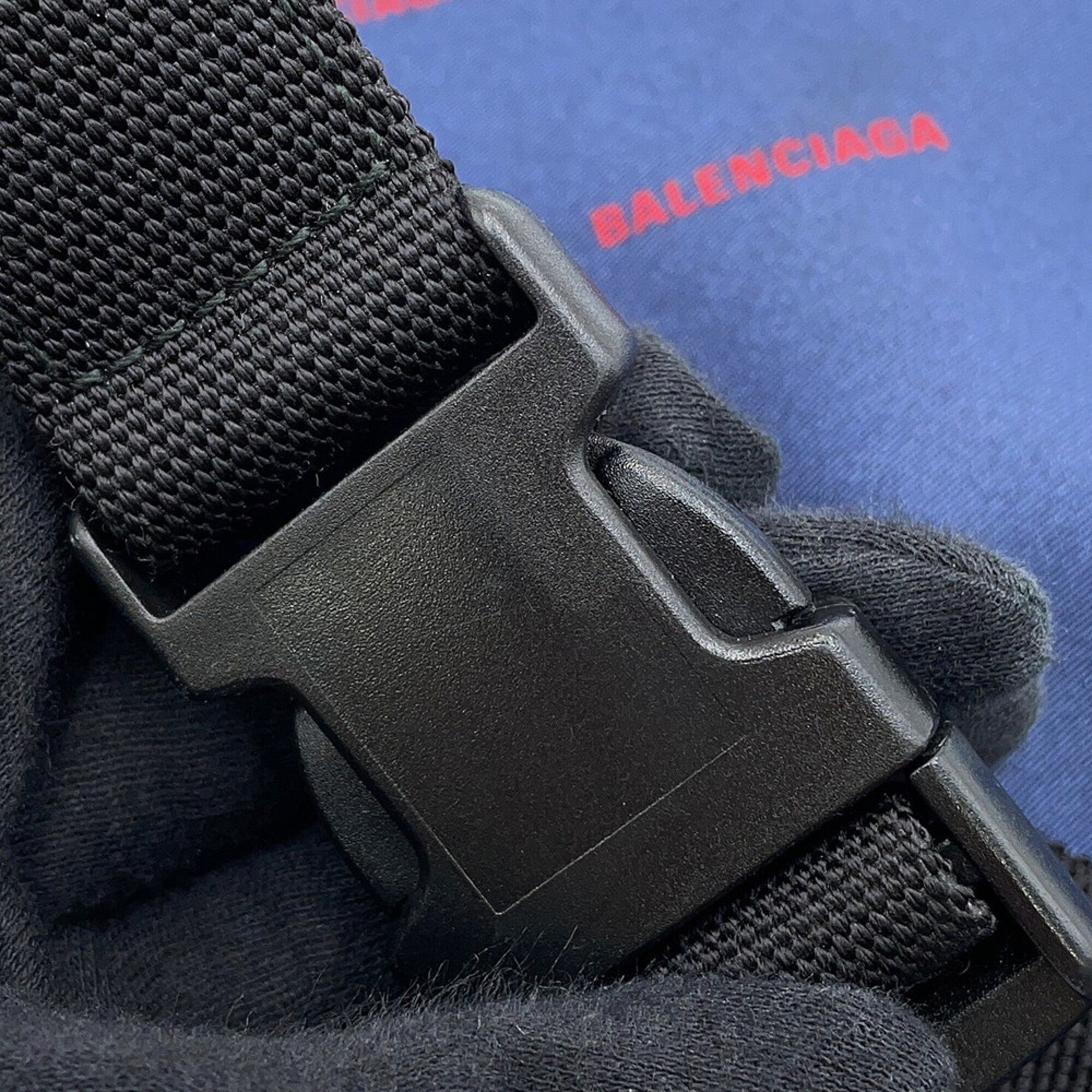 Balenciaga Navy Red Color Nylon Sling Bag (Pre-Owned)