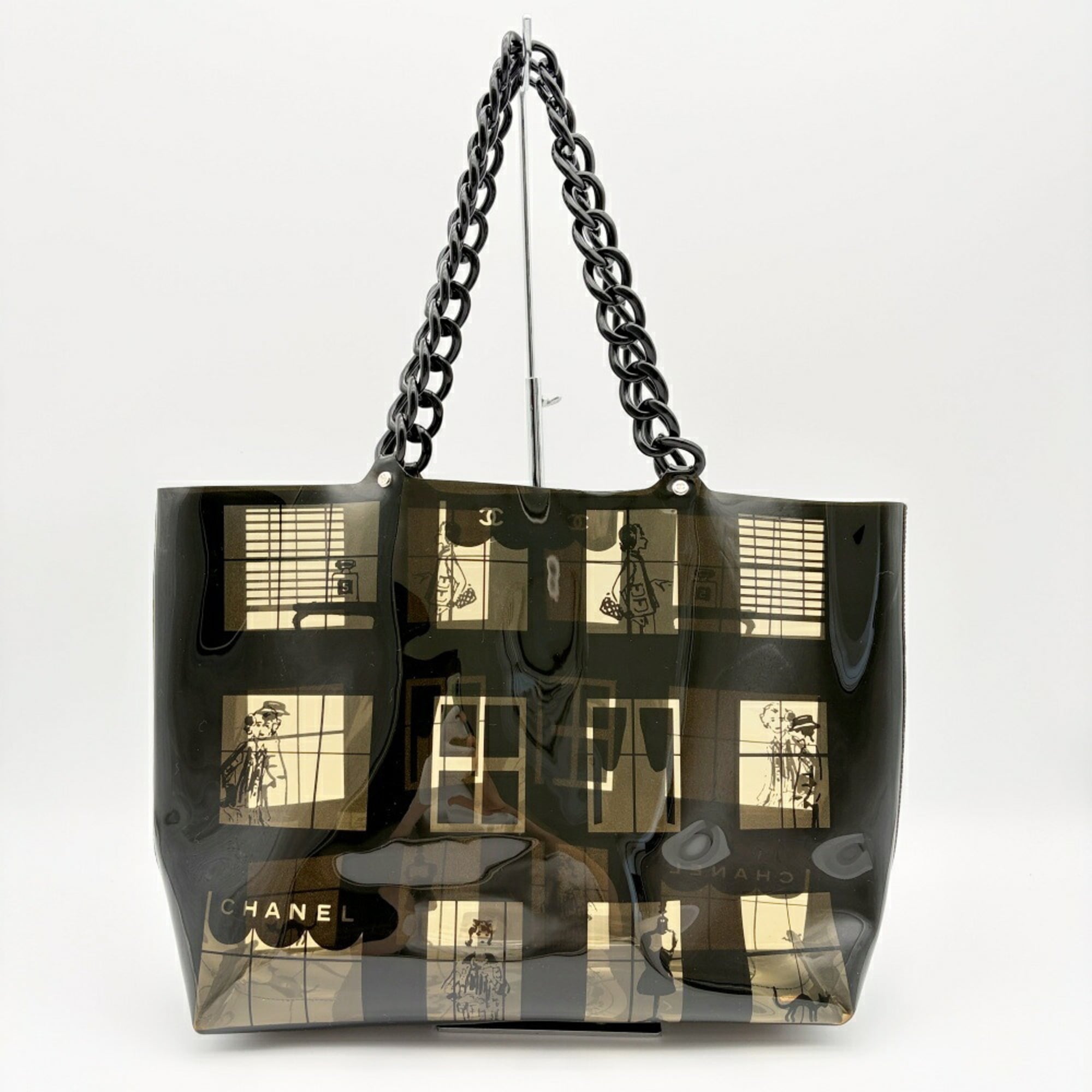 Chanel Black Clear Vinyl Plastic Tote Bag (Pre-Owned)