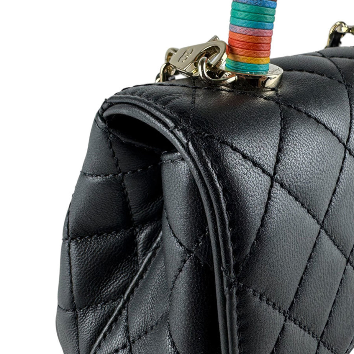 Chanel Black Multi-Color Leather Handbag Shoulder Bag (Pre-Owned)