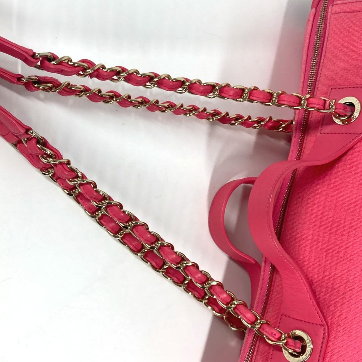 Chanel Pink Canvas Boston Bag Handbag Shoulder Bag (Pre-Owned)