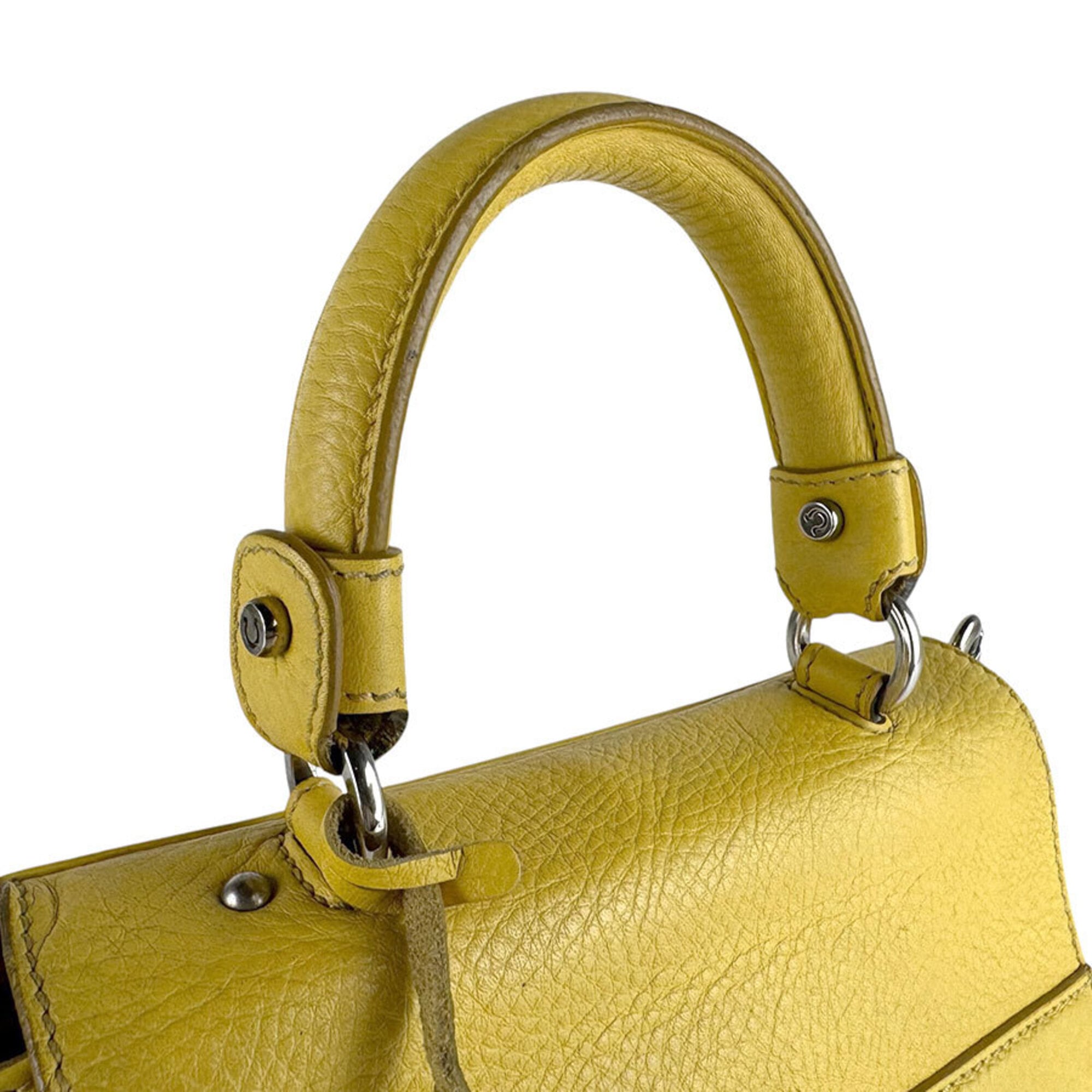 Salvatore Ferragamo Yellow Leather Handbag Shoulder Bag (Pre-Owned)