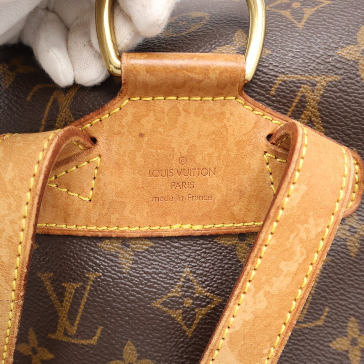 Louis Vuitton Beige Brown Coated Canvas Leather Shoulder Bag (Pre-Owned)