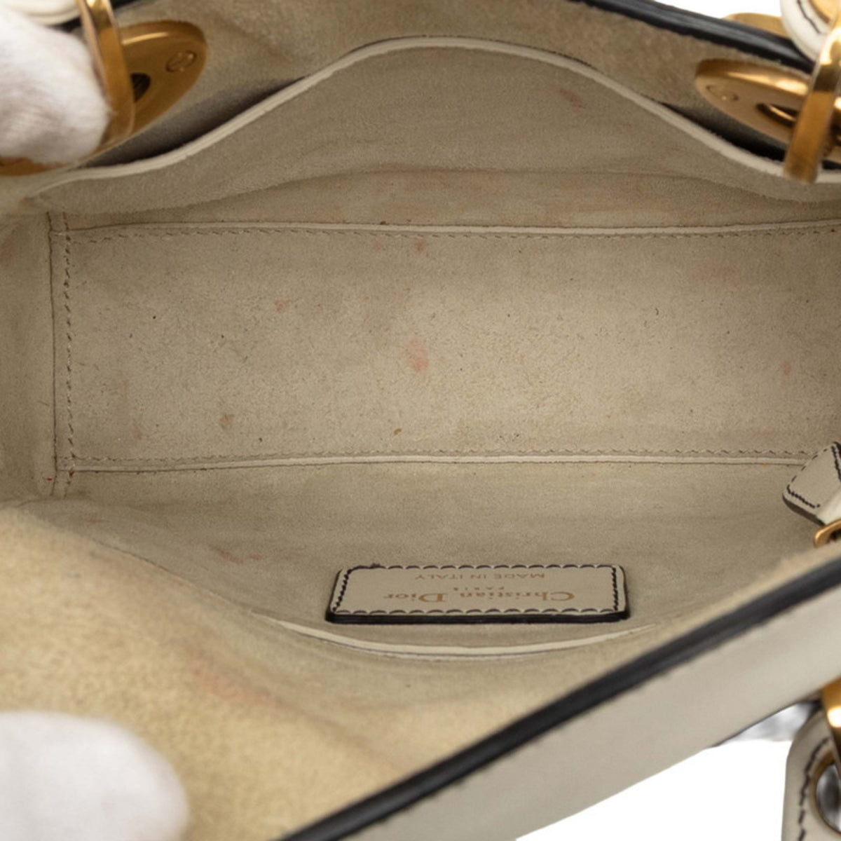 Christian Dior Off-White Leather Handbag Shoulder Bag (Pre-Owned)