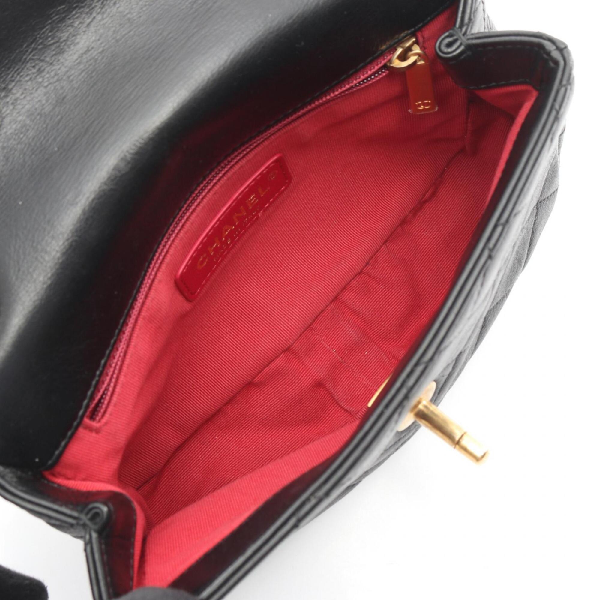 Chanel Black Leather Handbag Shoulder Bag (Pre-Owned)