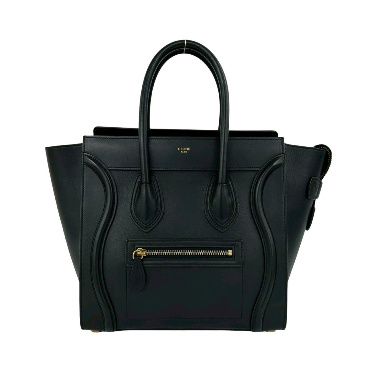 Celine Black Leather Boston Bag Handbag Tote Bag (Pre-Owned)