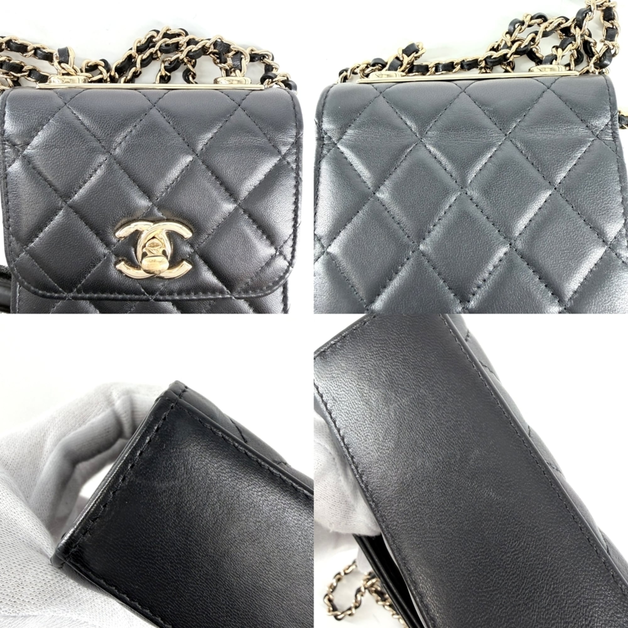 Chanel Black White Leather Shoulder Bag (Pre-Owned)