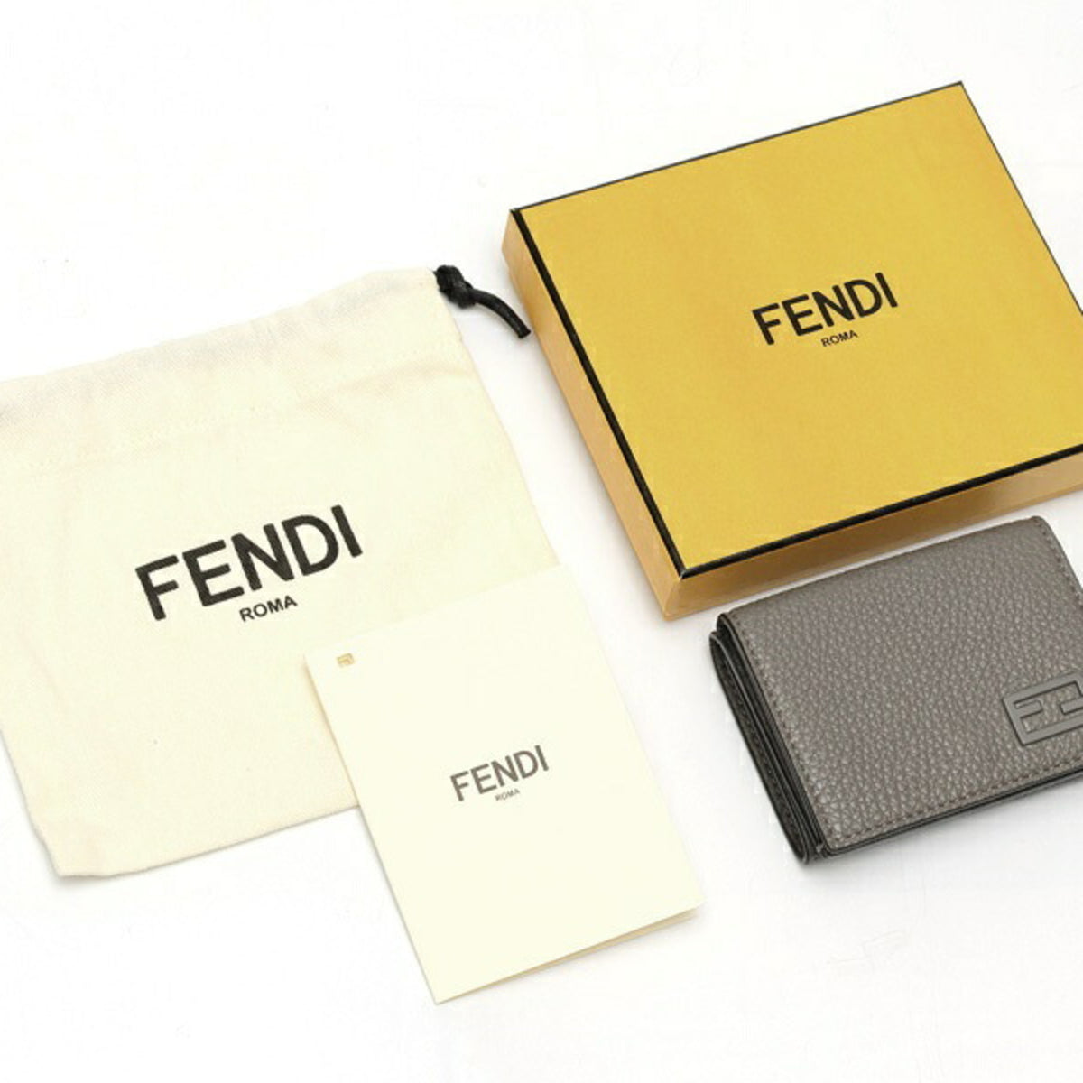 Fendi Gray Leather Wallet (Tri-Fold) (Pre-Owned)