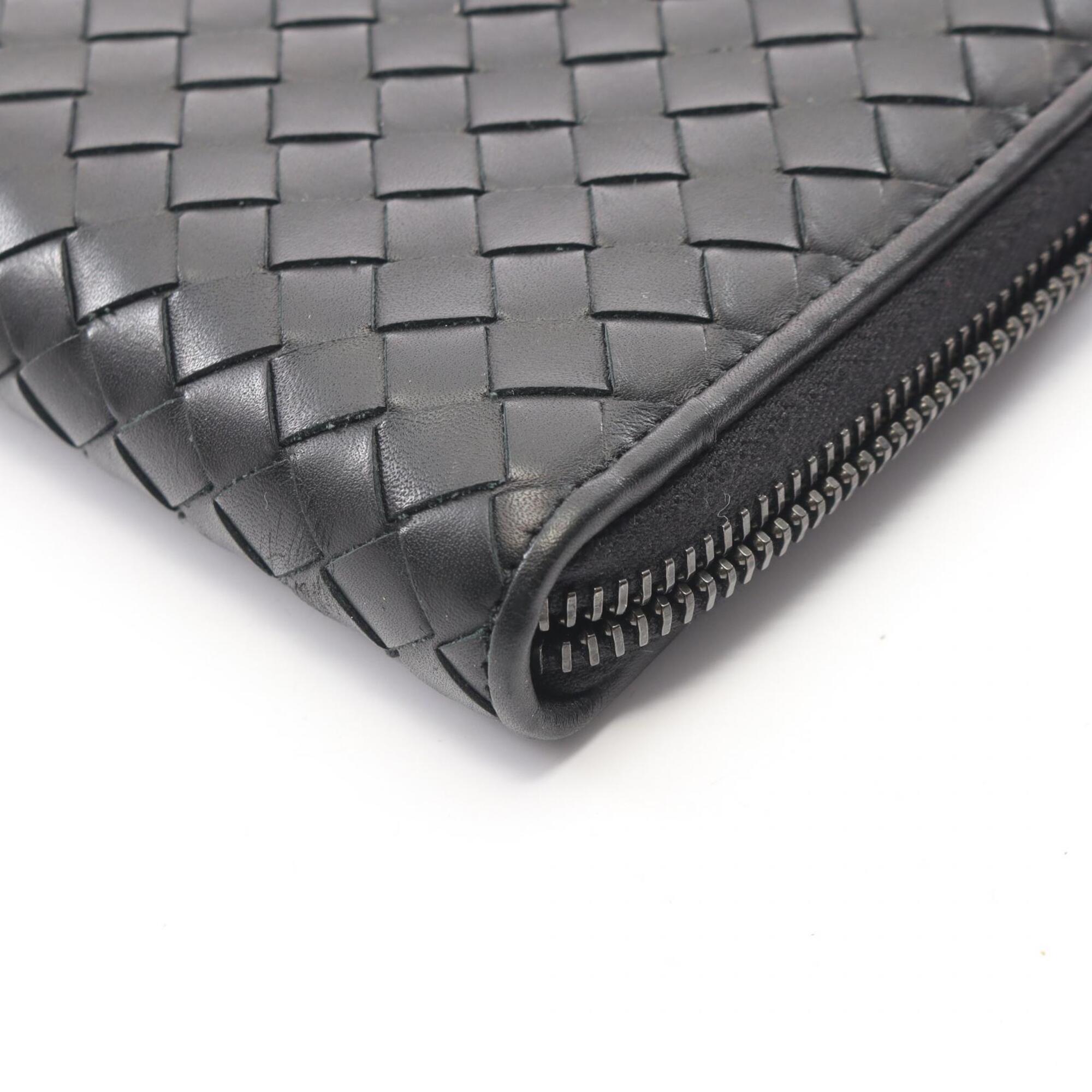 Bottega Veneta Black Leather Long Wallet (Bi-Fold) (Pre-Owned)