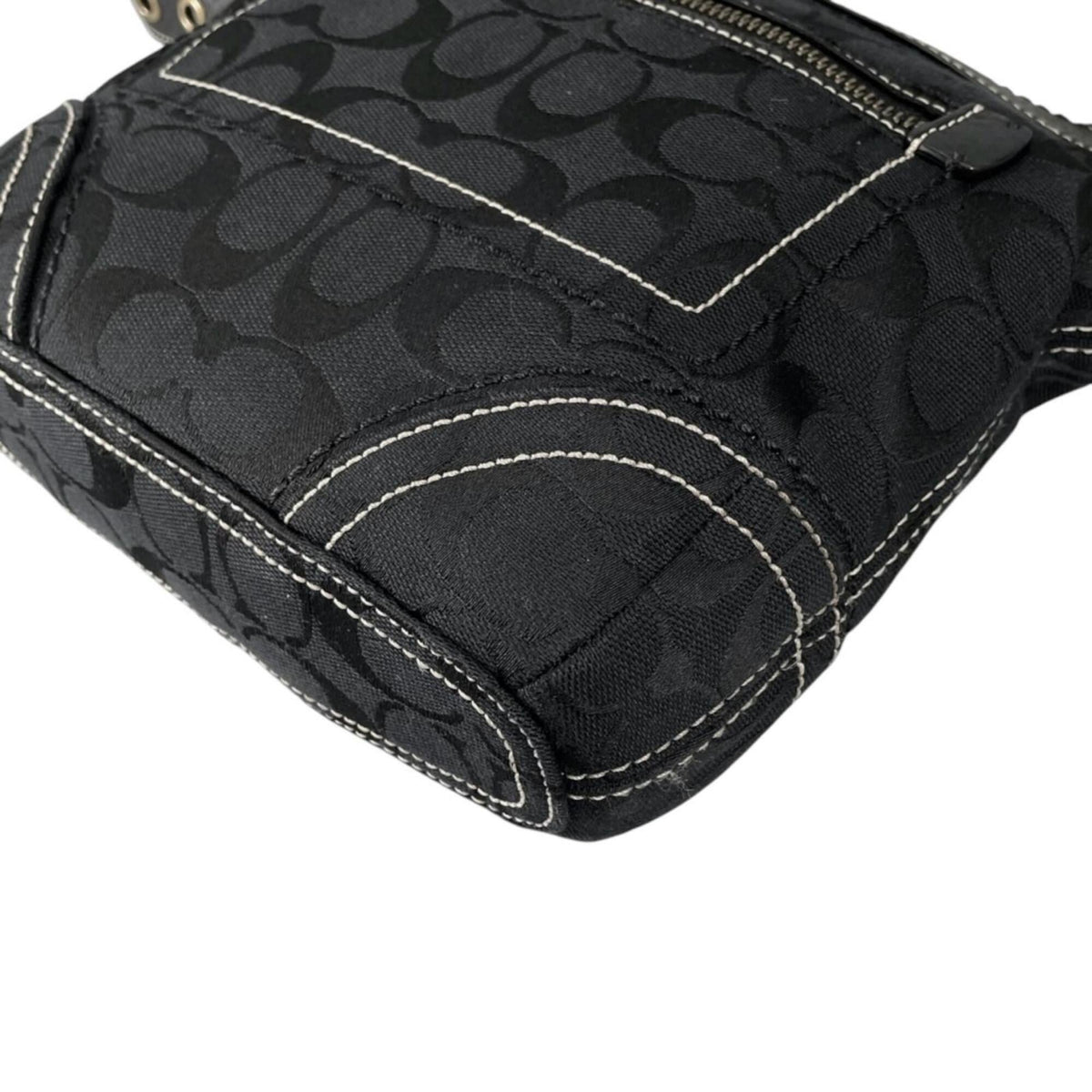 Coach Black Canvas Leather Shoulder Bag (Pre-Owned)