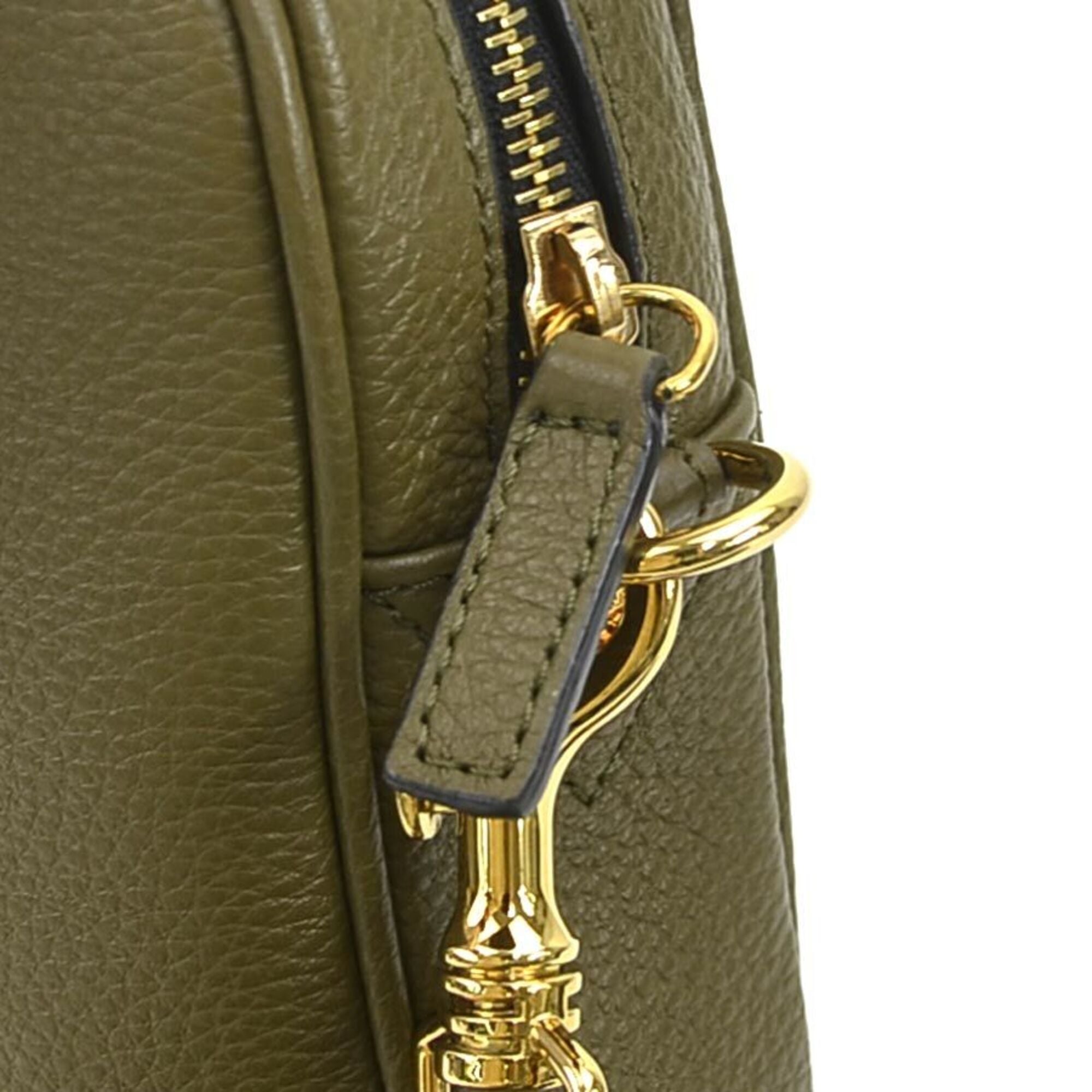 Versace Khaki Leather Shoulder Bag (Pre-Owned)