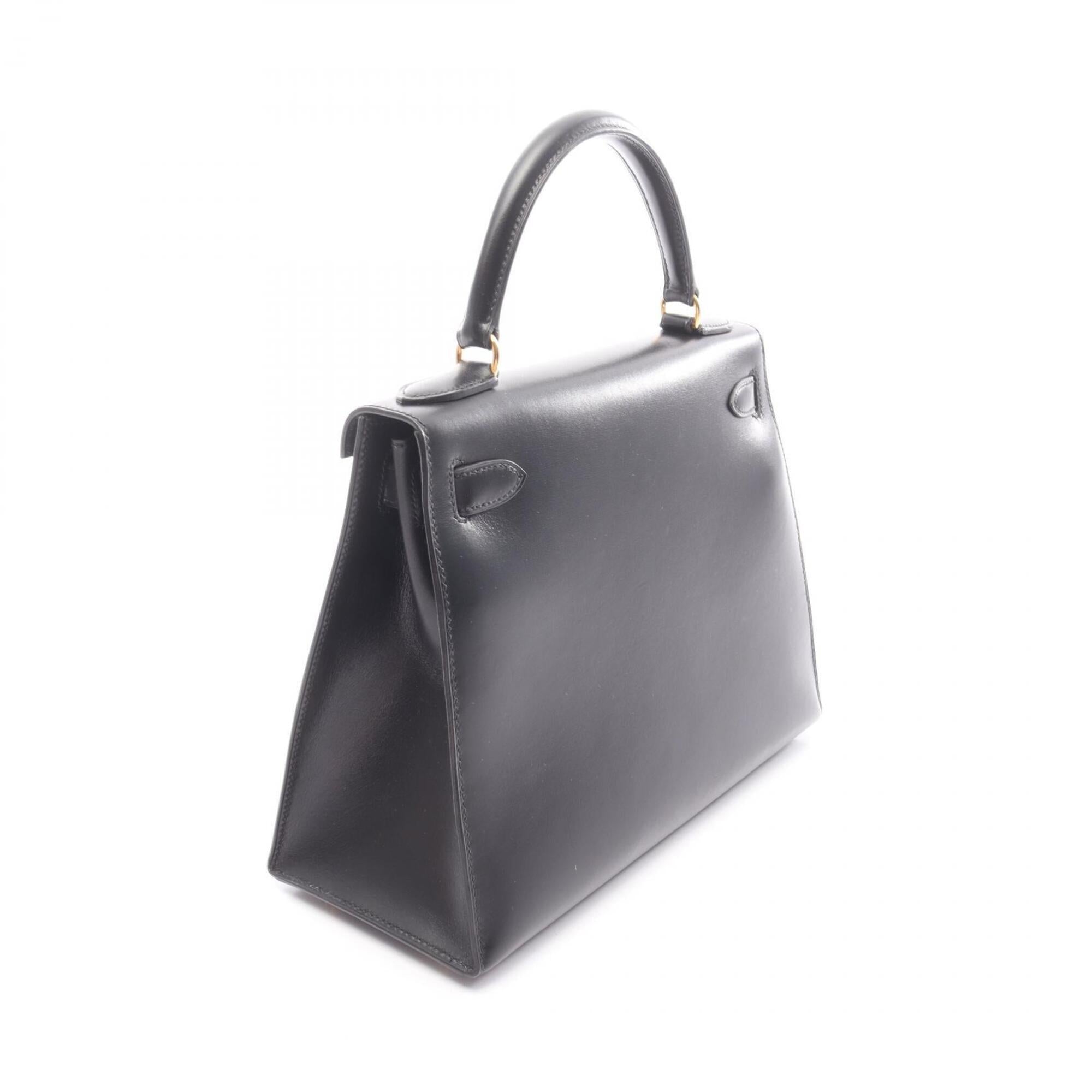 Hermes Black Box Calf Leather Handbag (Pre-Owned)