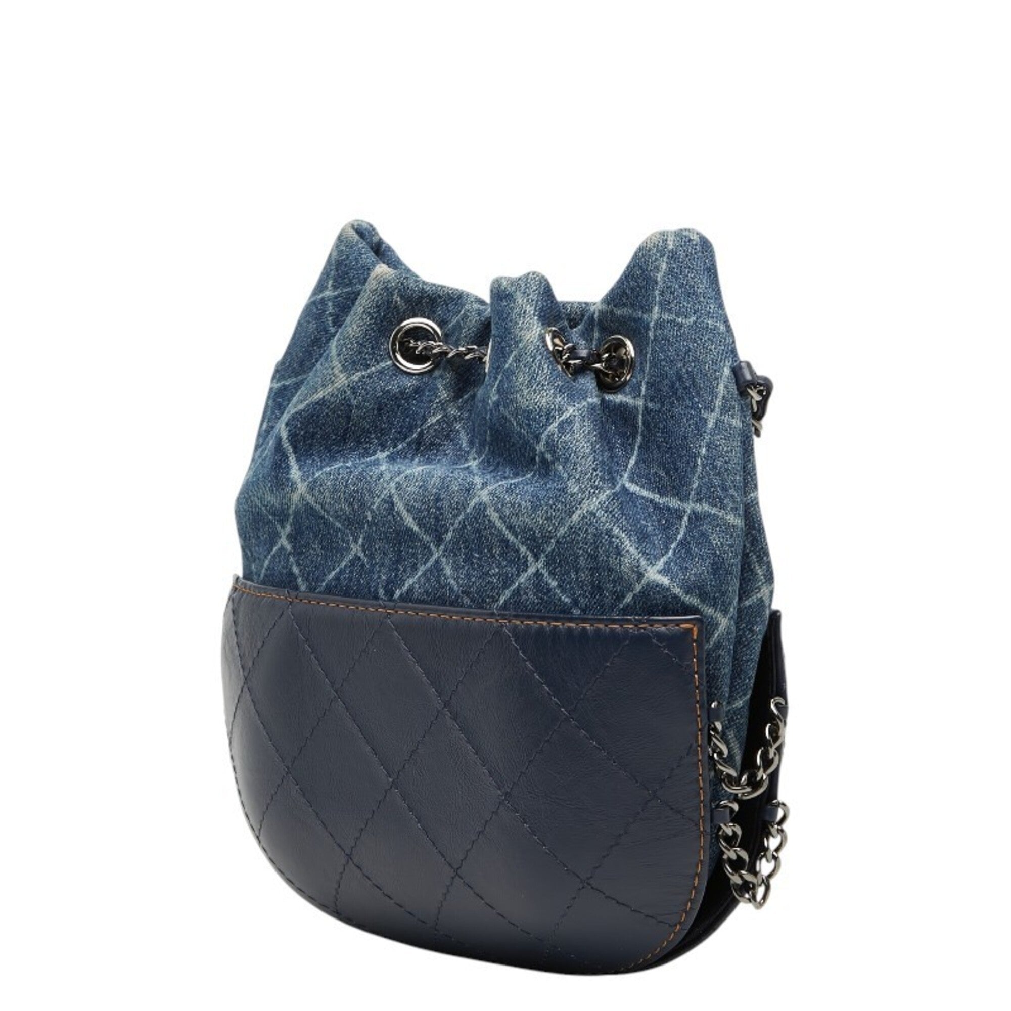 Chanel Blue Denim Leather Shoulder Bag (Pre-Owned)