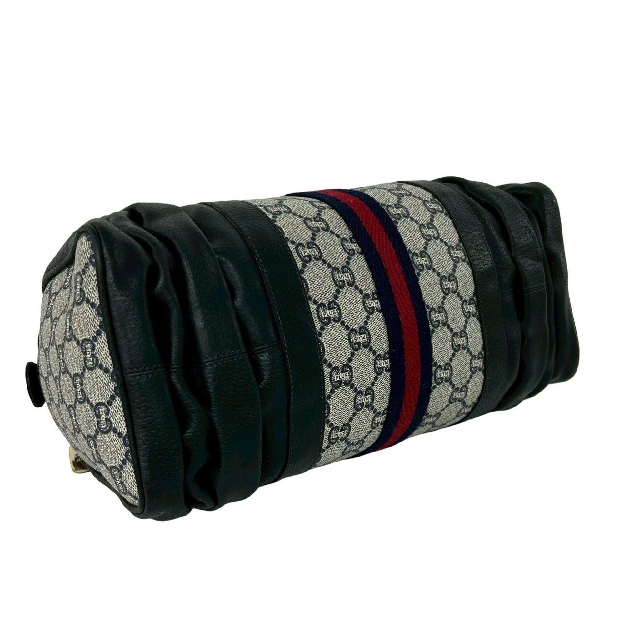 Gucci Navy Red Color Pvc Leather Handbag (Pre-Owned)