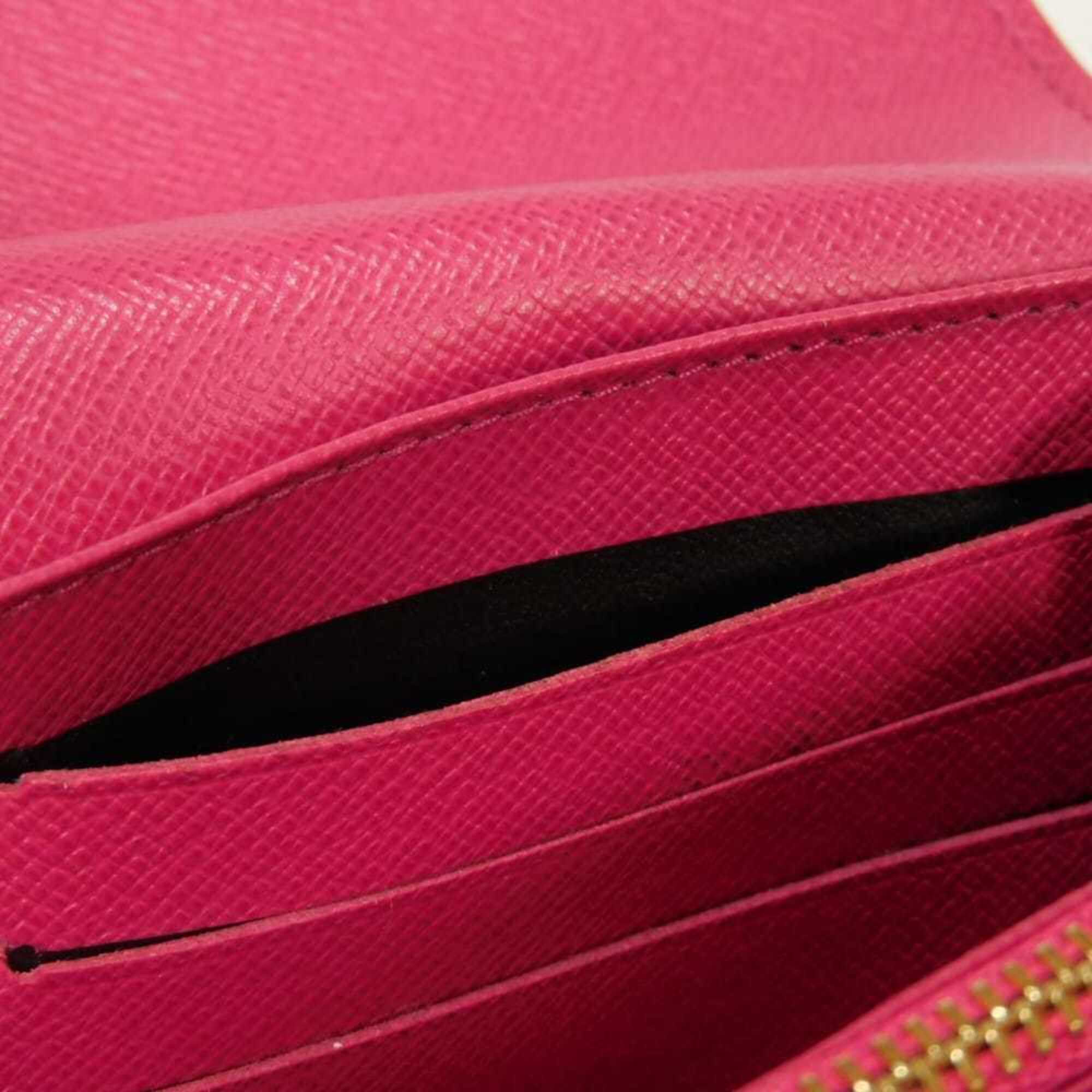 Louis Vuitton Brown Hot Pink Monogram Canvas Leather Long Wallet (Bi-Fold) (Pre-Owned)