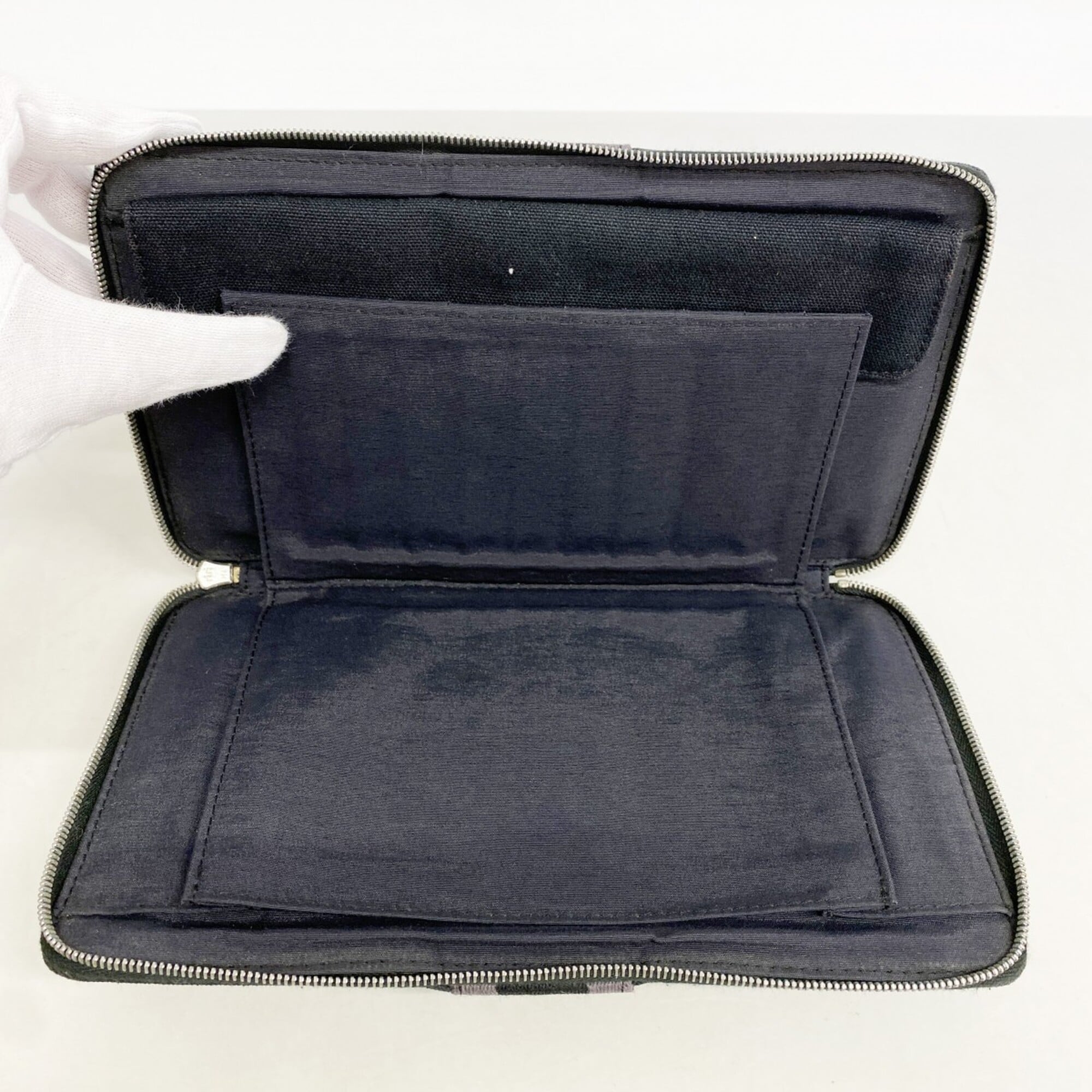 Hermes Black Canvas Long Wallet (Bi-Fold) (Pre-Owned)