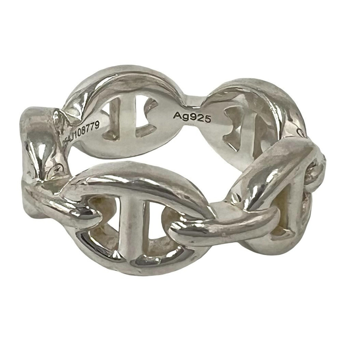 Hermes Silver Silver 925 Band Ring (Pre-Owned)