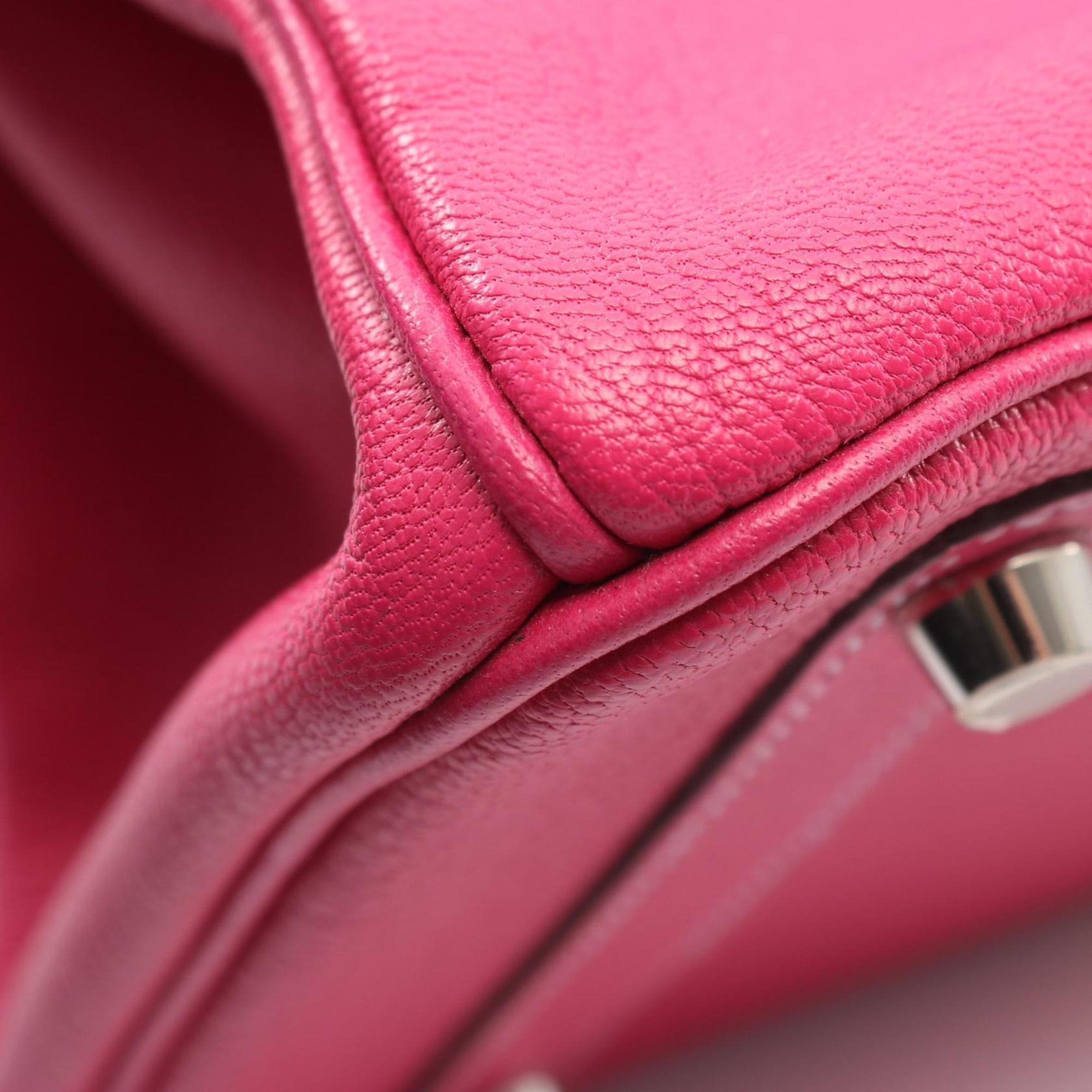 Hermes Cyclamen Pink Purple Rose Shocking Chevre Leather Leather Handbag (Pre-Owned)