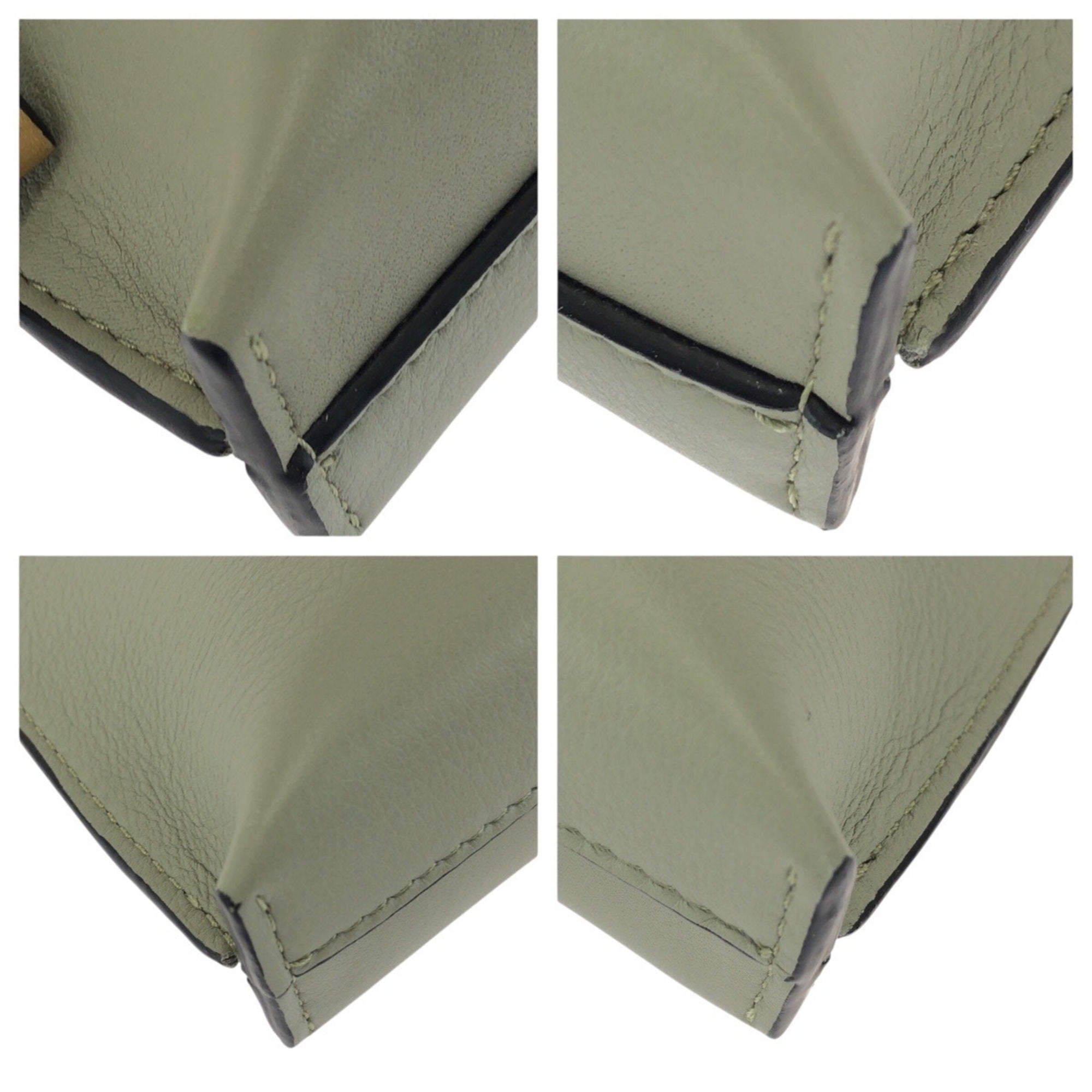 Loewe Beige Green Leather Clutch Bag Pouch (Pre-Owned)