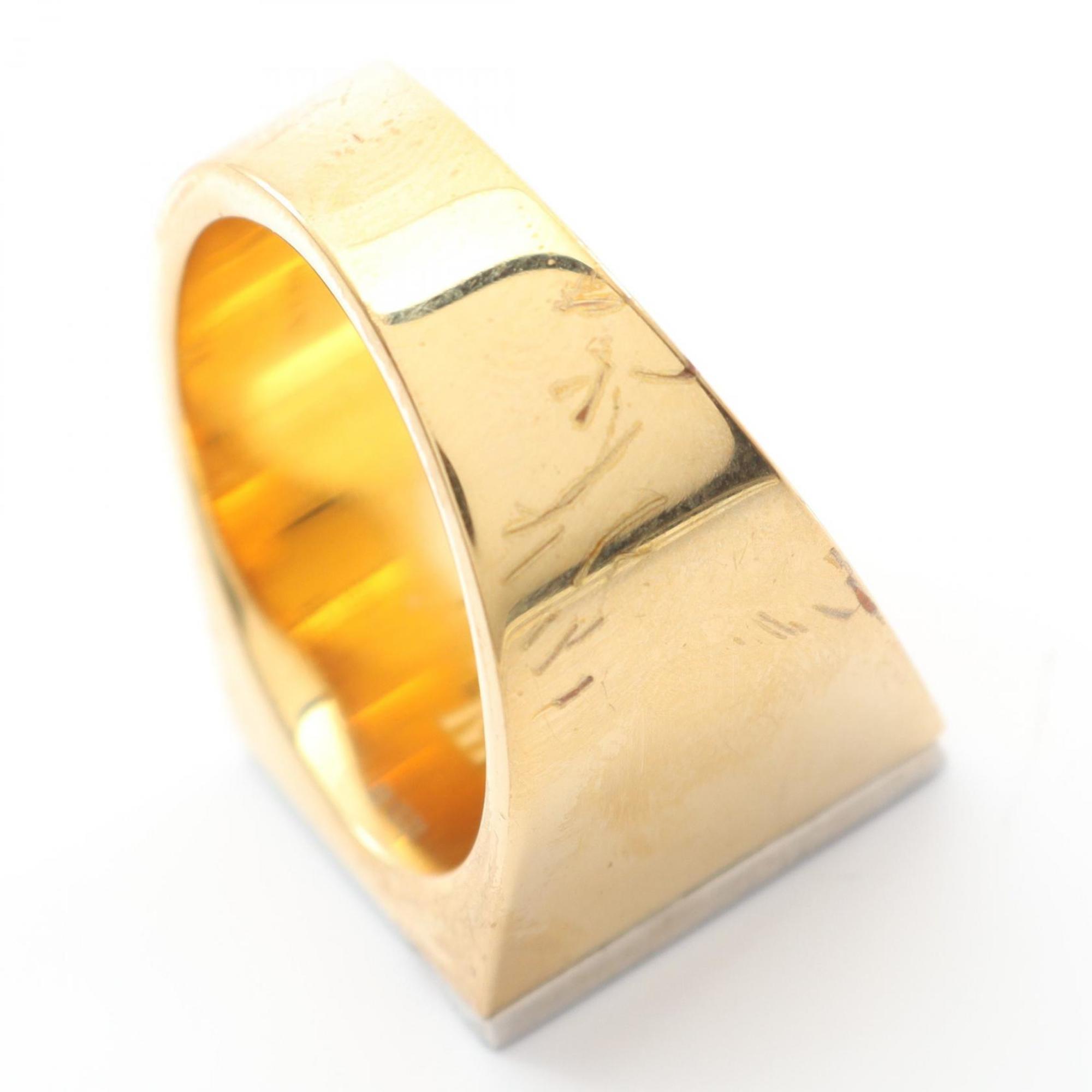 Fendi Gold Silver Gold Plating Band Ring (Pre-Owned)