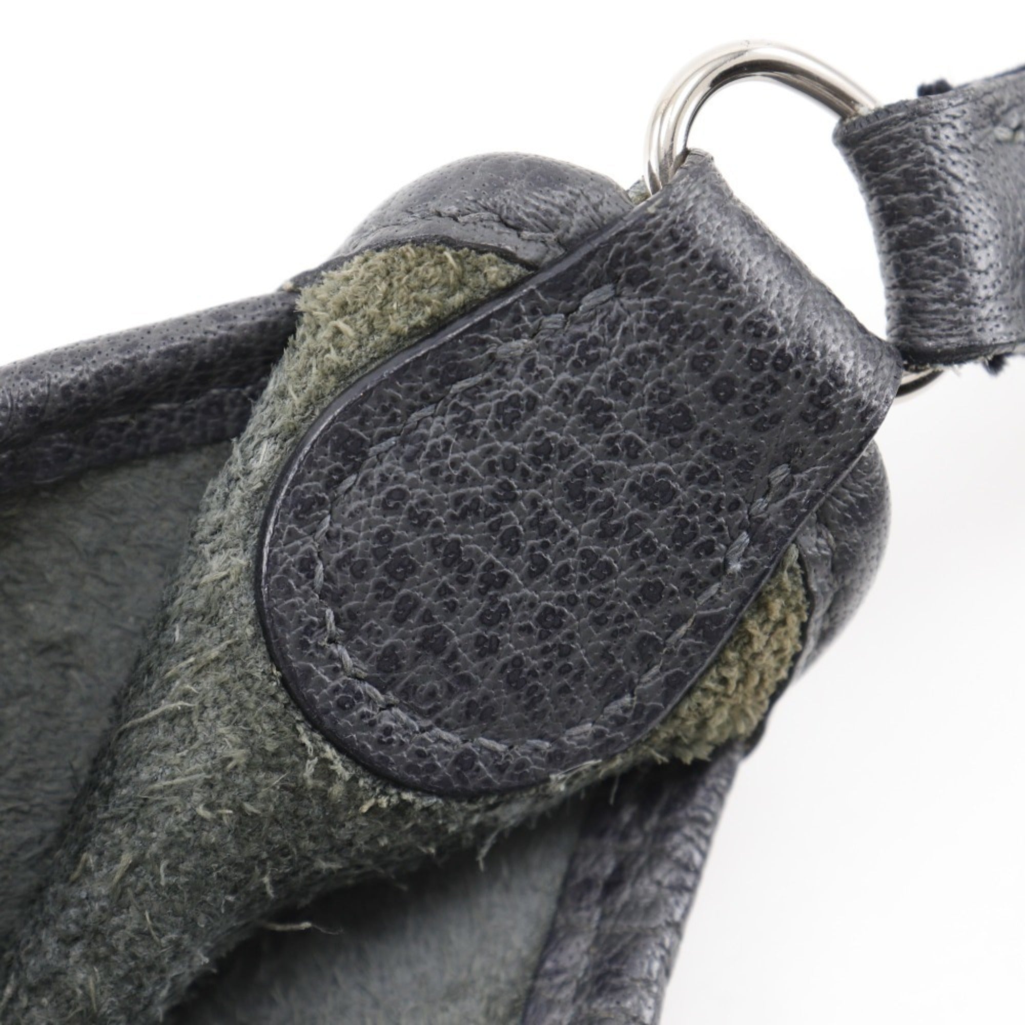 Hermes Black Gray Leather Shoulder Bag (Pre-Owned)
