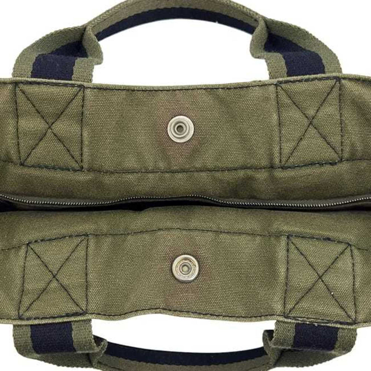 Hermes Green Khaki Navy Canvas Tote Bag (Pre-Owned)