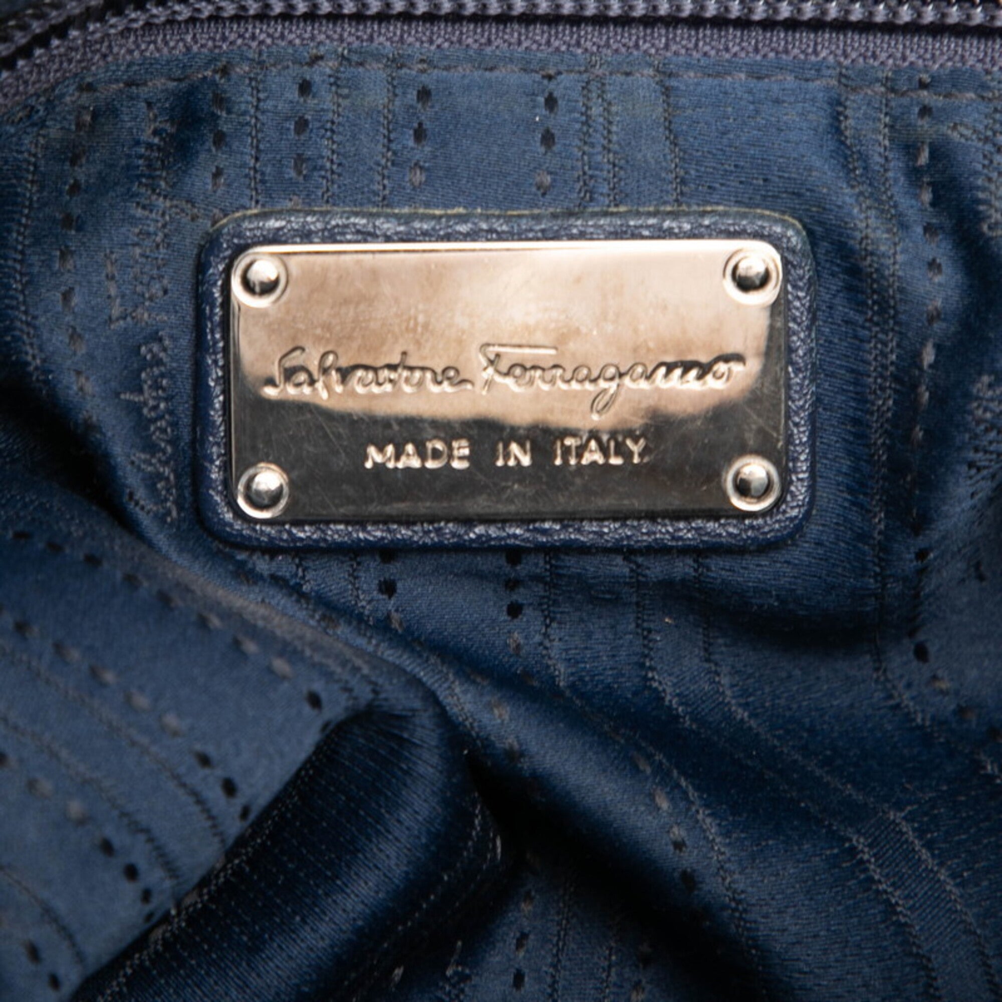 Salvatore Ferragamo Blue Leather Handbag Shoulder Bag (Pre-Owned)