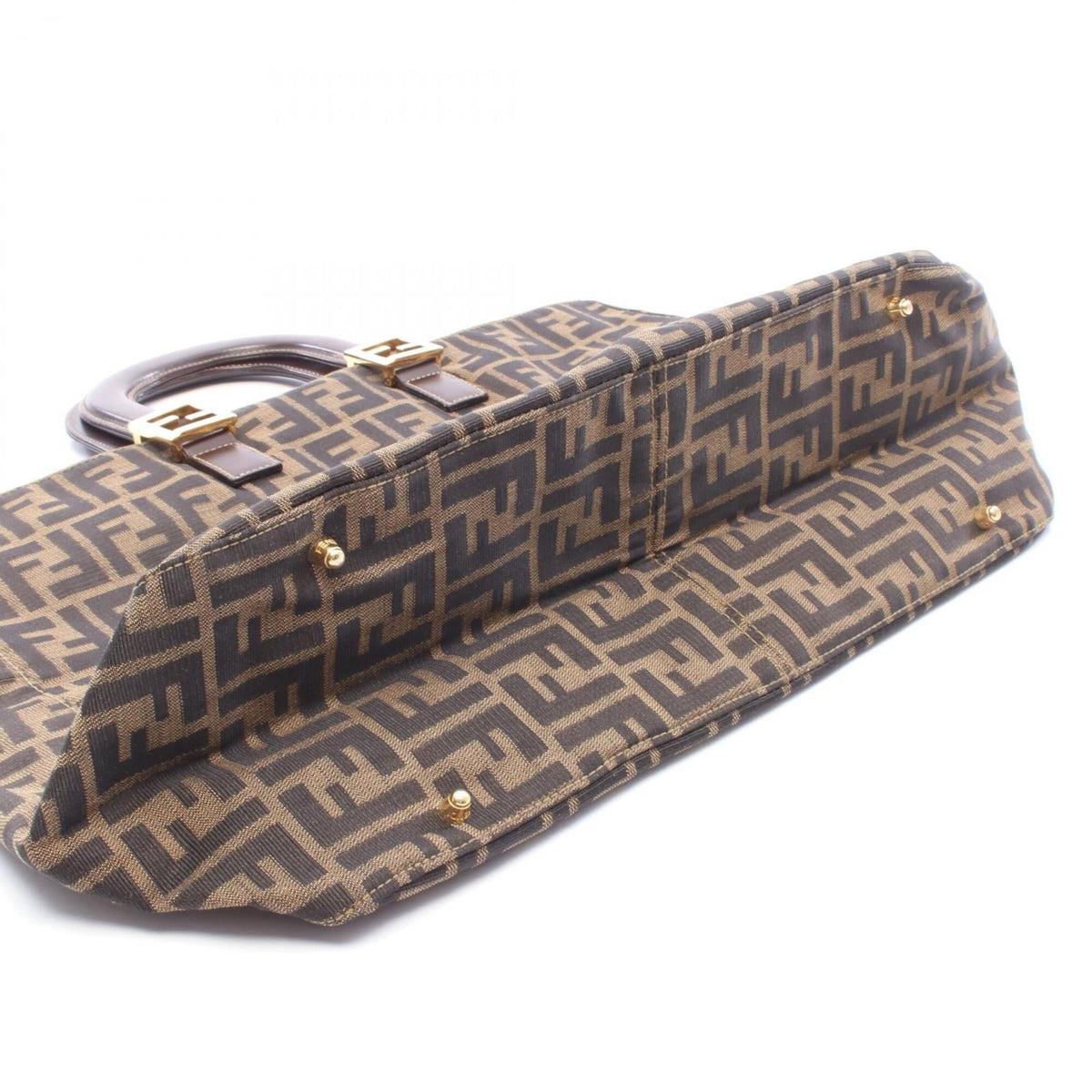 Fendi Brown Canvas Leather Handbag Tote Bag (Pre-Owned)