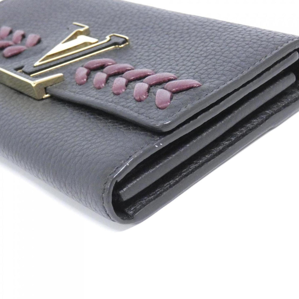 Louis Vuitton Taurillon Black Leather Long Wallet (Bi-Fold) (Pre-Owned)