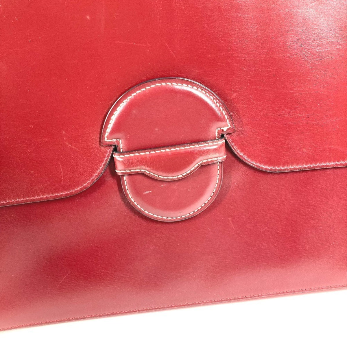Hermes Wine Leather Clutch Bag Handbag (Pre-Owned)