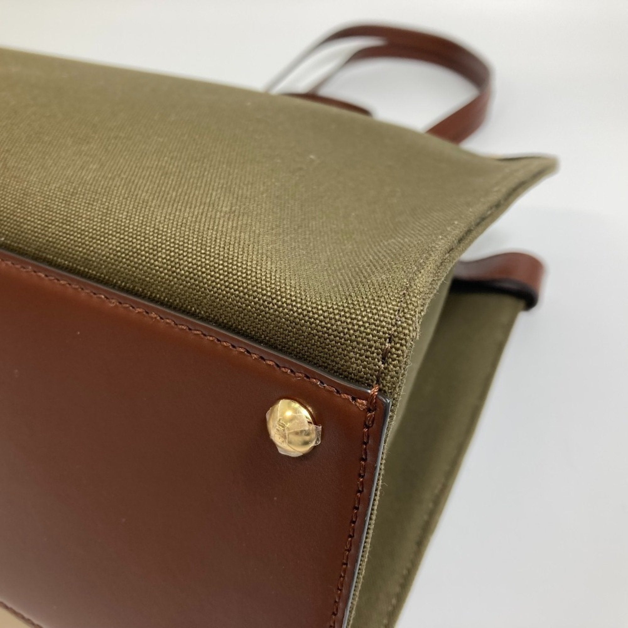 Fendi Green Cotton Shoulder Bag Tote Bag (Pre-Owned)