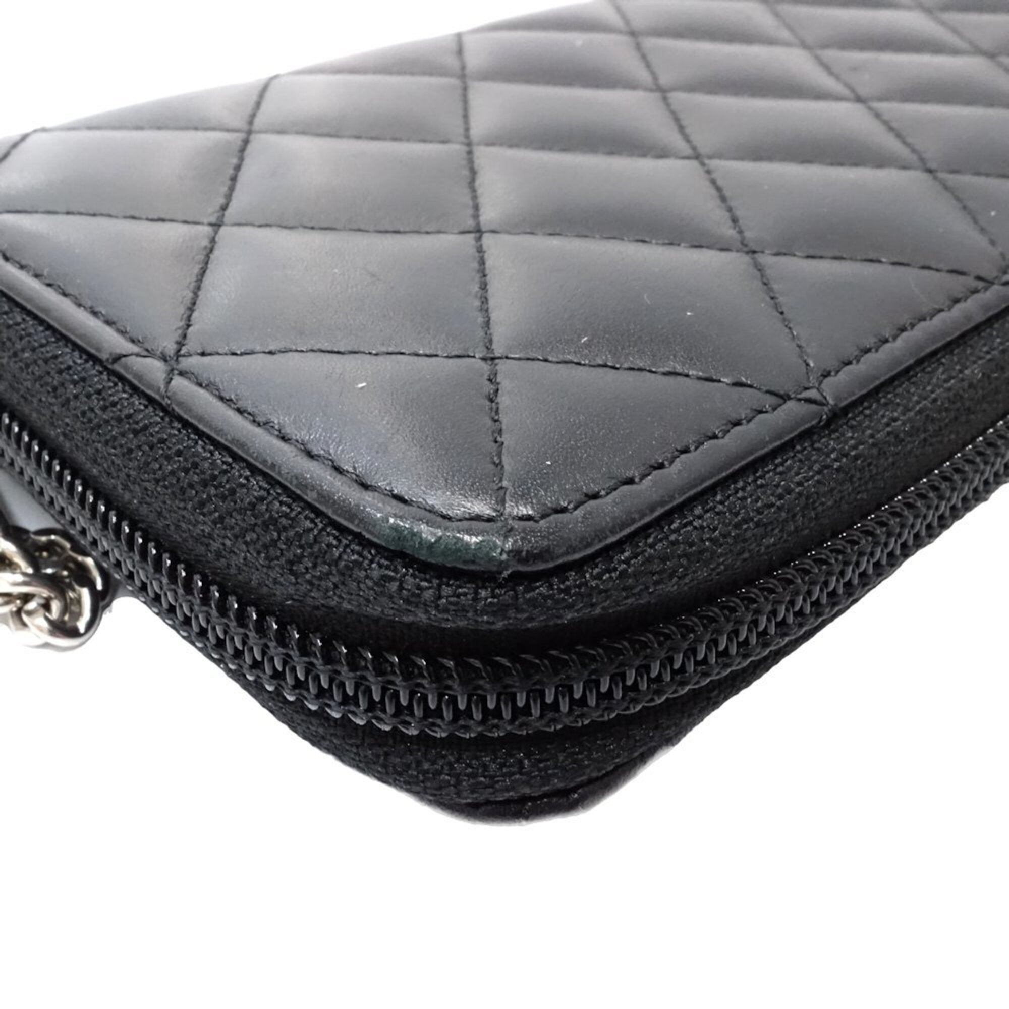 Chanel Black Leather Long Wallet (Bi-Fold) (Pre-Owned)