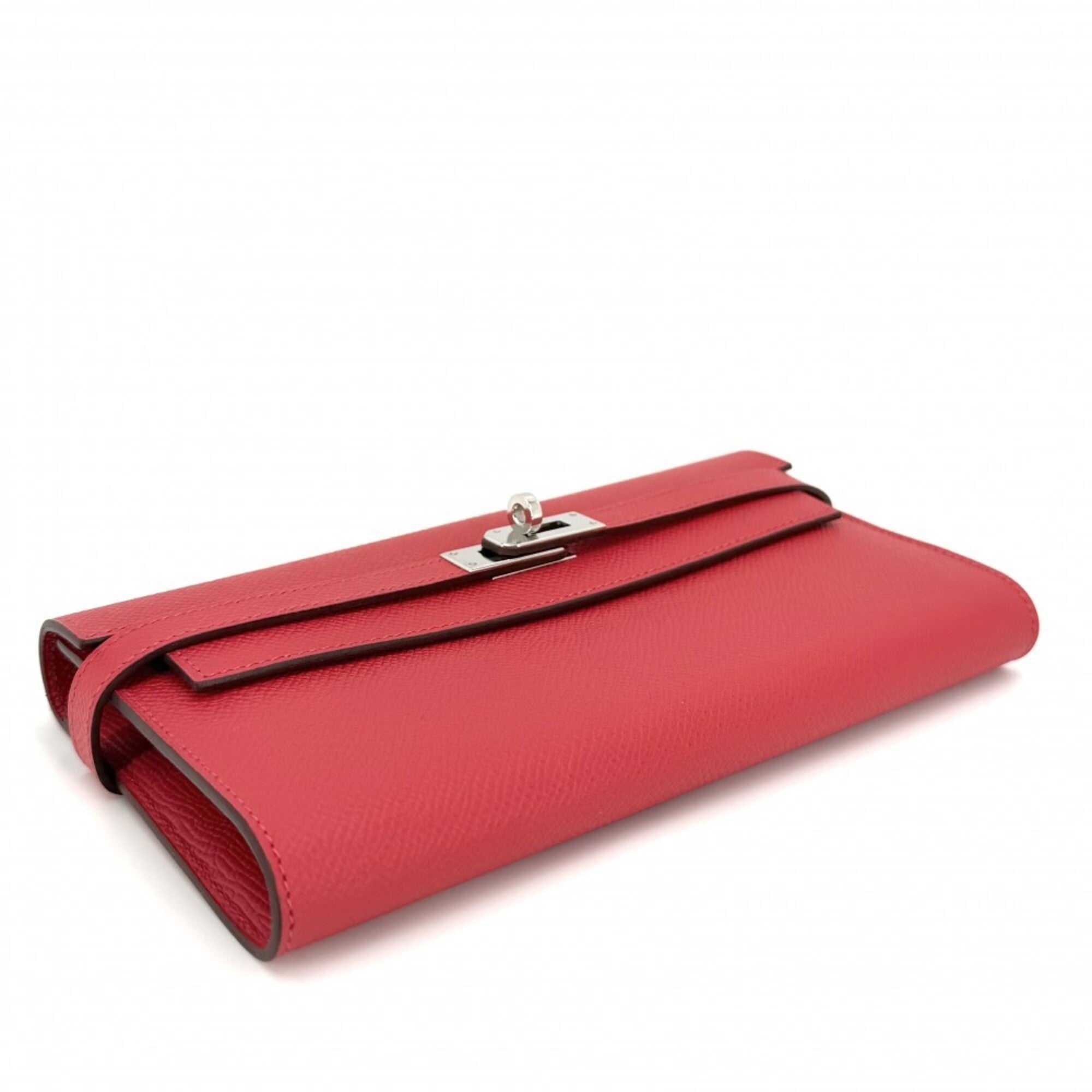Hermes Red Color Epsom Leather Long Wallet (Bi-Fold) (Pre-Owned)