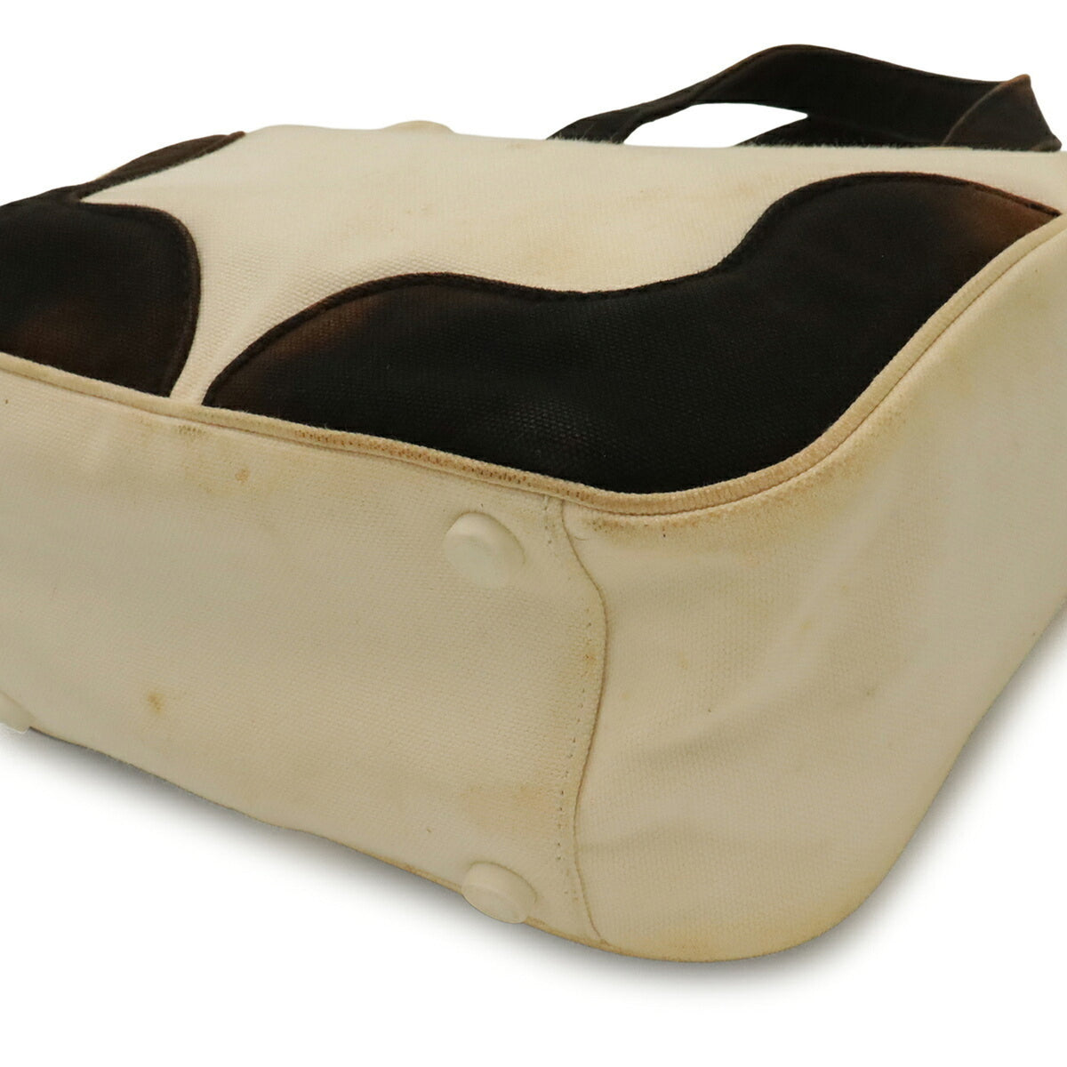 Chanel Black Ivory White Yellow Canvas Handbag Tote Bag (Pre-Owned)