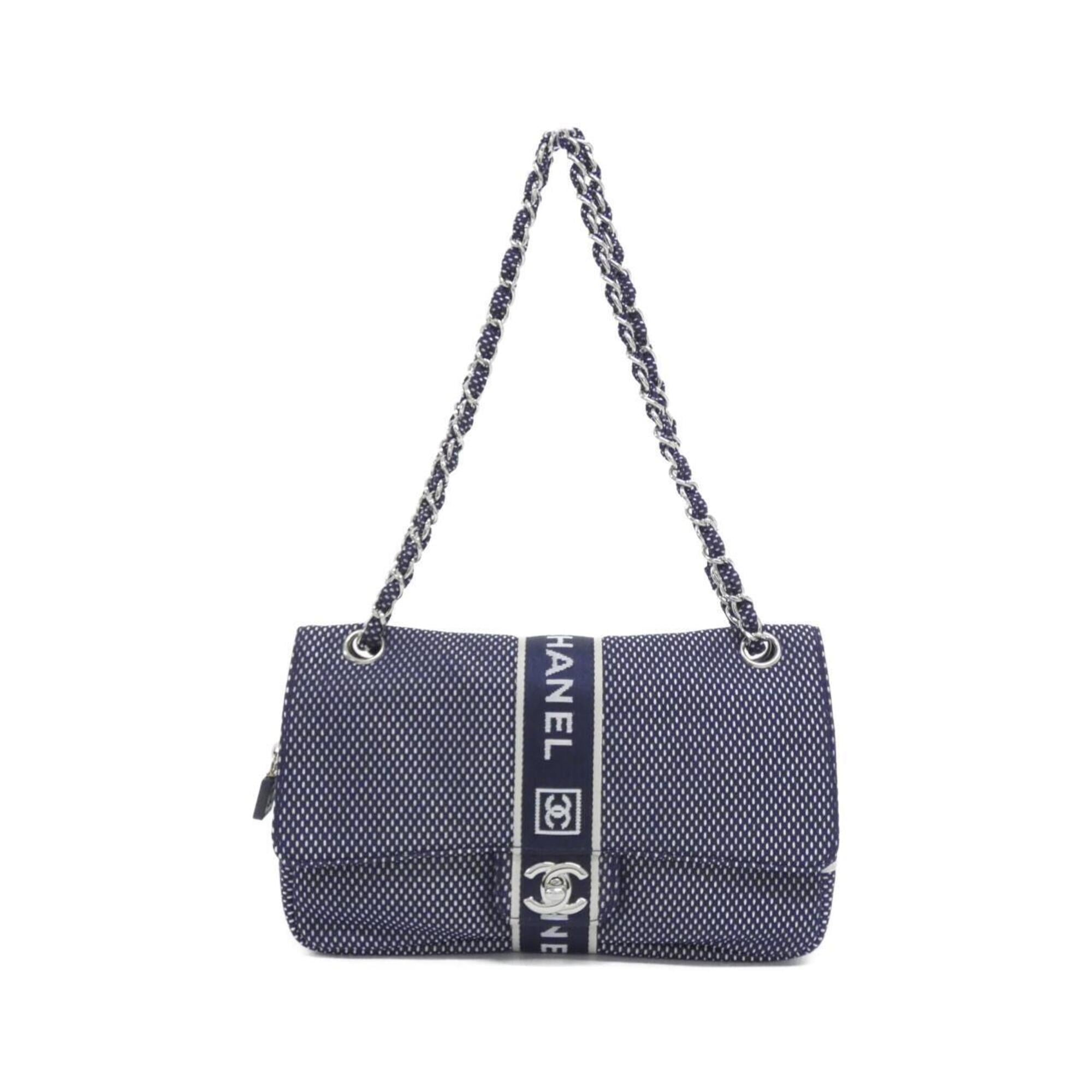 Chanel Navy Canvas Shoulder Bag (Pre-Owned)