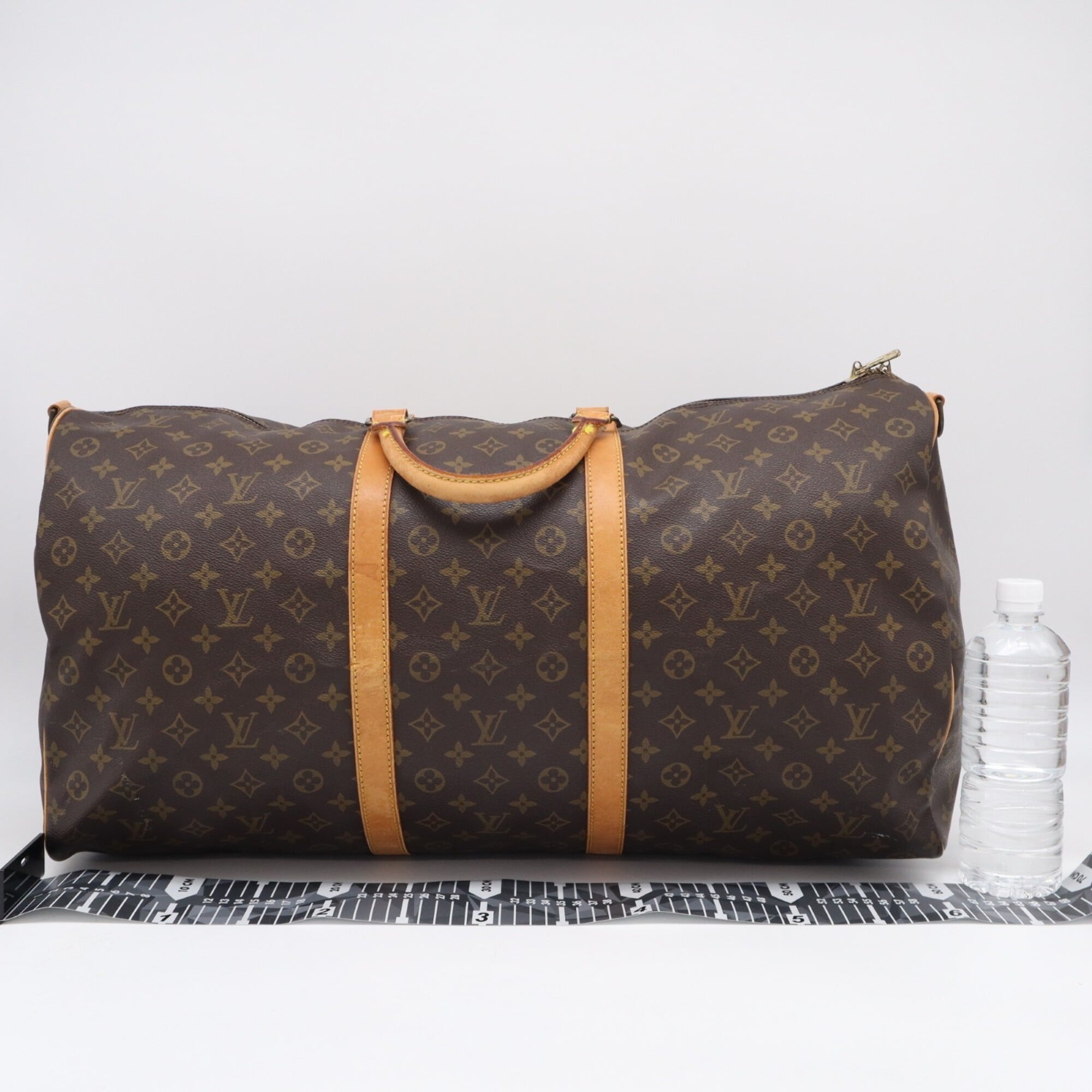 Louis Vuitton Monogram Beige Brown Coated Canvas Leather Boston Bag (Pre-Owned)